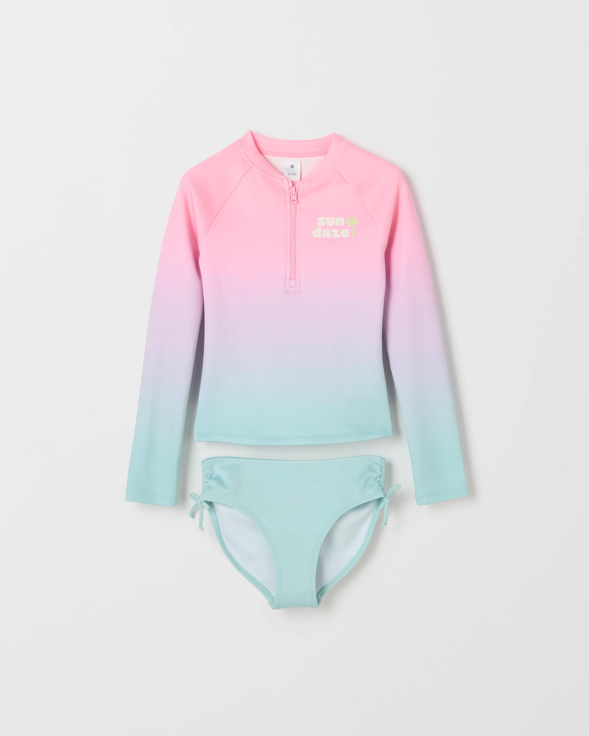 1 Target Kids Swim Rash Vest 2 Piece Set OMBRE PINK, 1 of 3