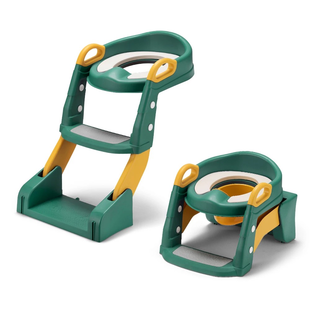 1 PlayPals Kids Potty Trainer Seat Chair Toddler Training Stool with Ladder - Green, 1 of 3