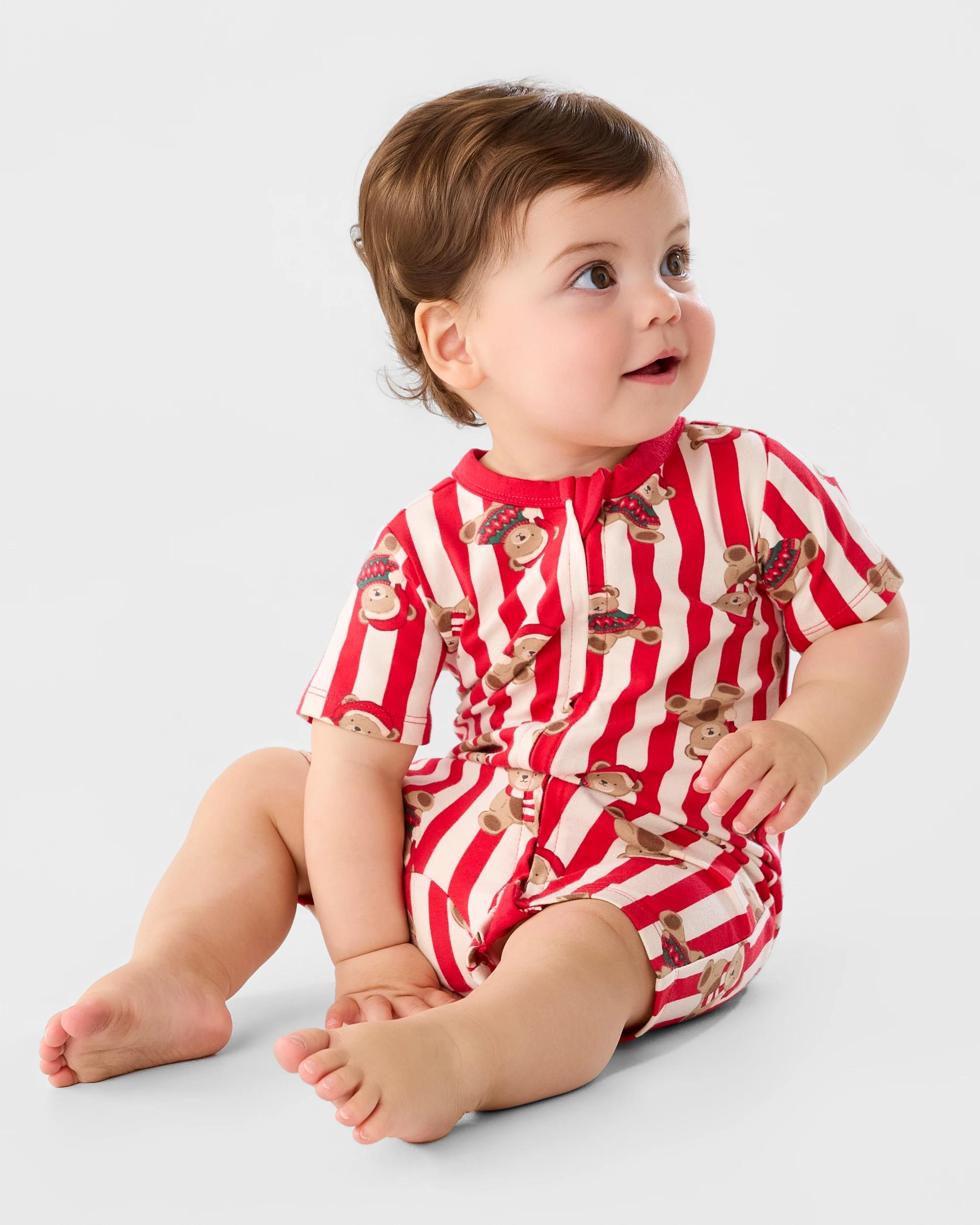 3 Christmas Zip Romper Red Bears, 3 of 3