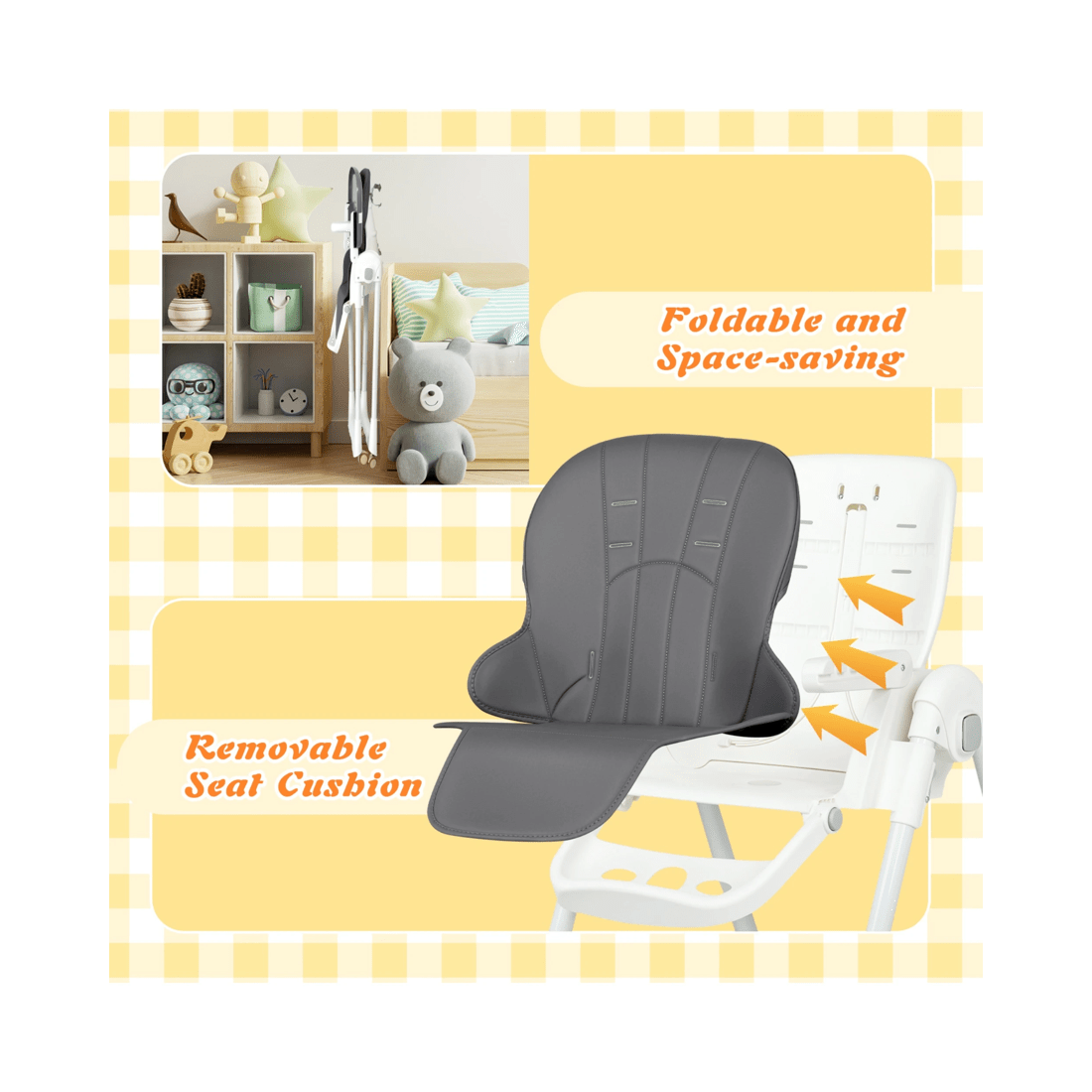 8 Advwin 3-in-1 Folding Baby High Chair Gray, 8 of 9