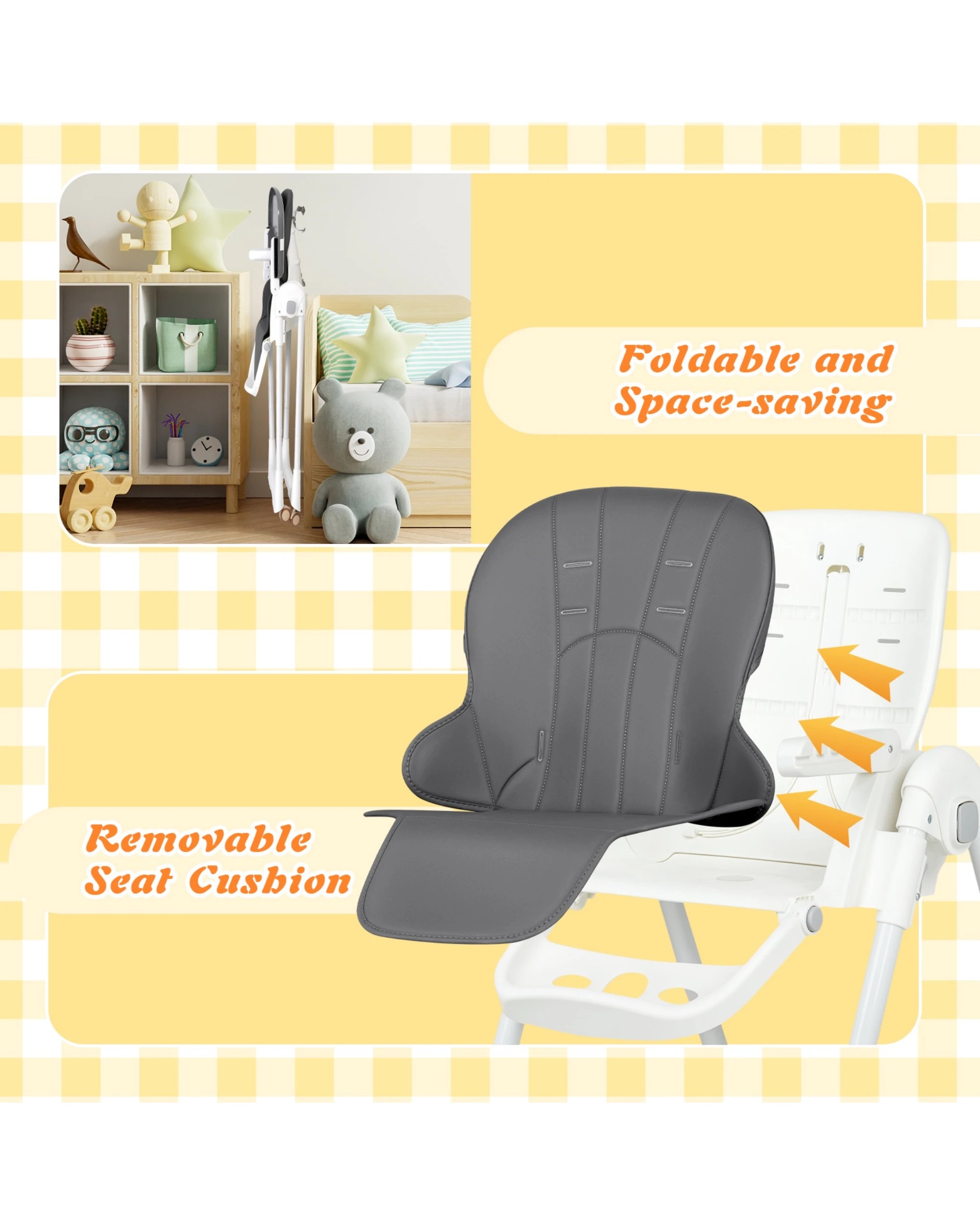 8 Advwin 3-in-1 Folding Baby High Chair Gray, 8 of 9