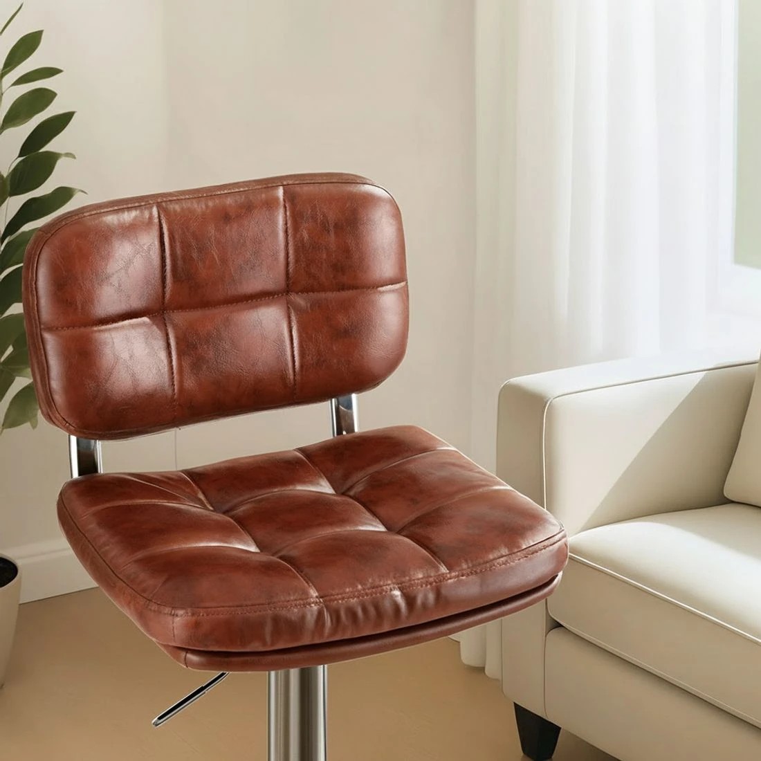 5 Artiss 4x Bar Stools Kitchen Swivel Gas Lift Counter Chair Tuft PU Leather - Multi, 5 of 6