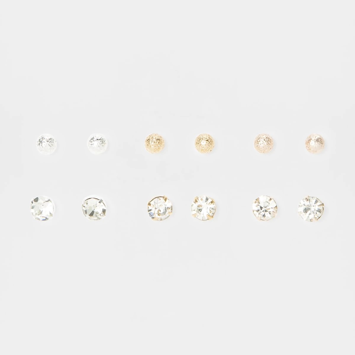 1 6 Pack Diamante and Beaten Stud Earrings, 1 of 5