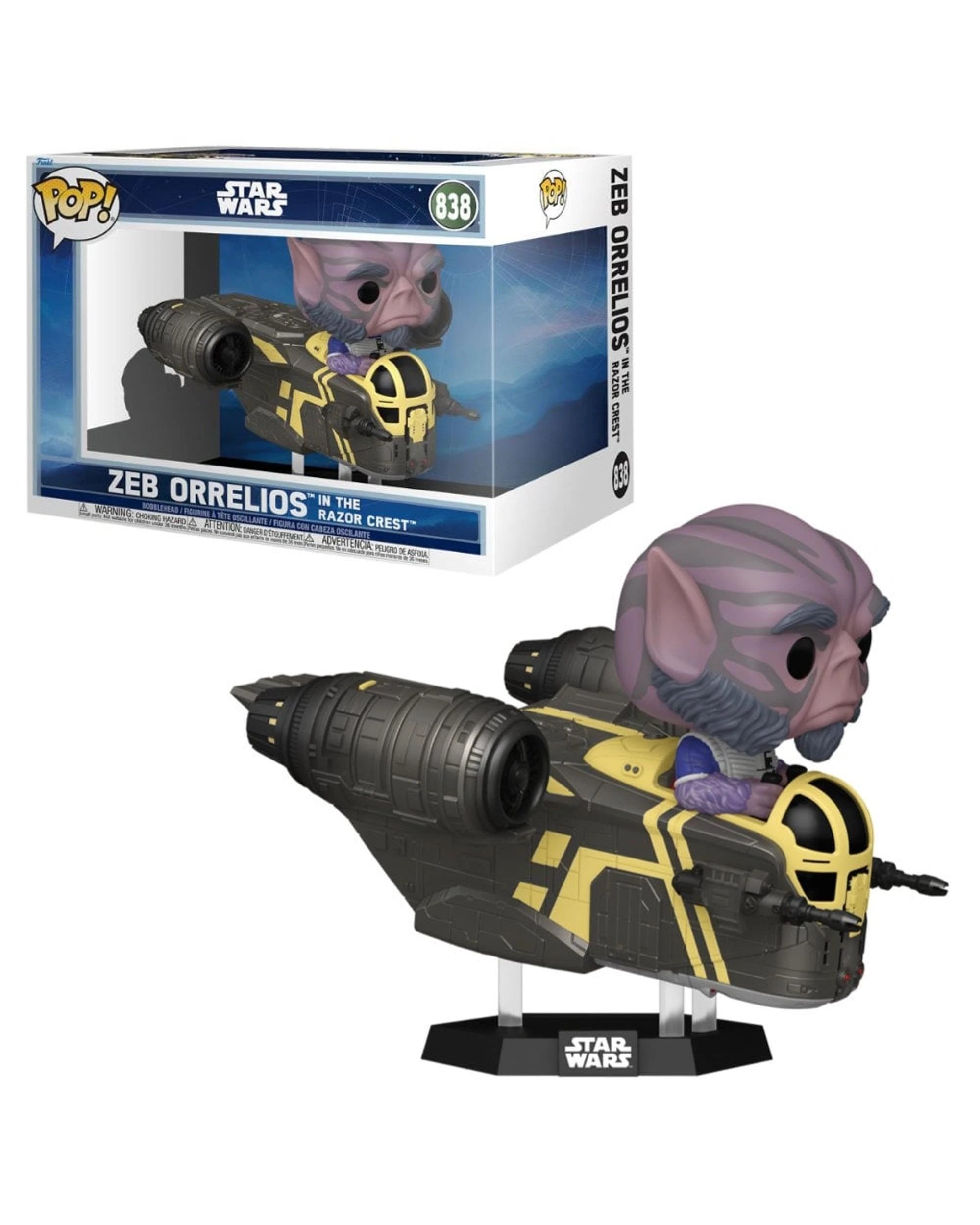 1 Star Wars The Mandalorian and Grogu: Zeb Orrelios in the Razor Crest Bobblehead Funko POP! Rides, 1 of 3