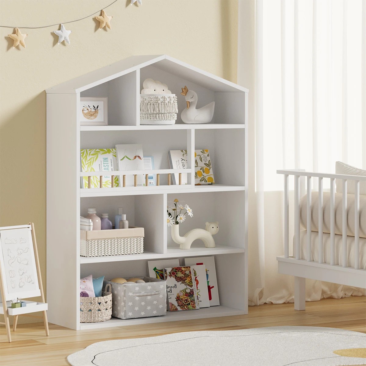 9 Oikiture Kids Bookshelf Toy Storage Organiser Bookcase Display Shelf Rack
 - White, 9 of 10