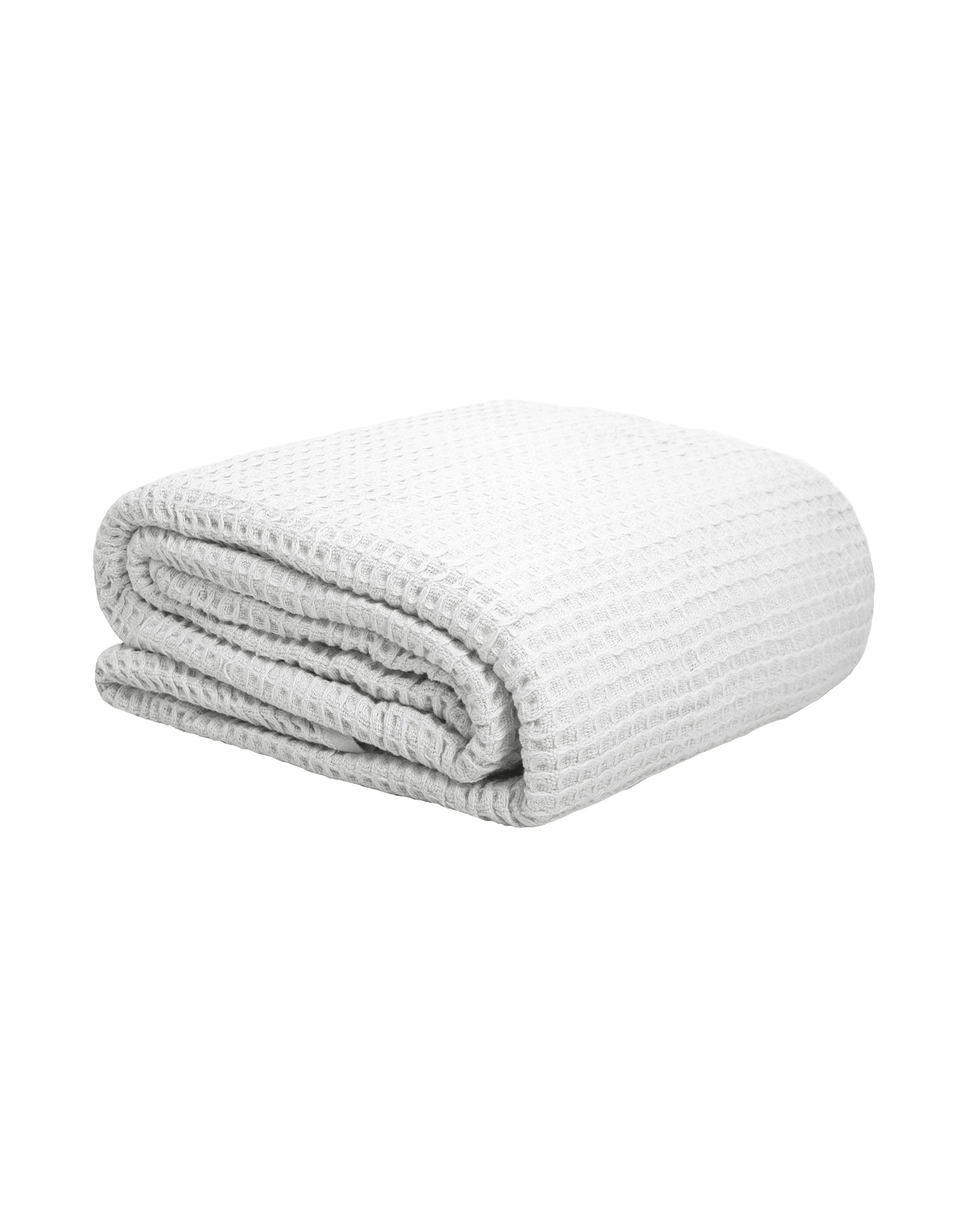 3 BAMBURY Waffle Weave Blanket 400GSM 100% Cotton Classic Design - White, 3 of 4