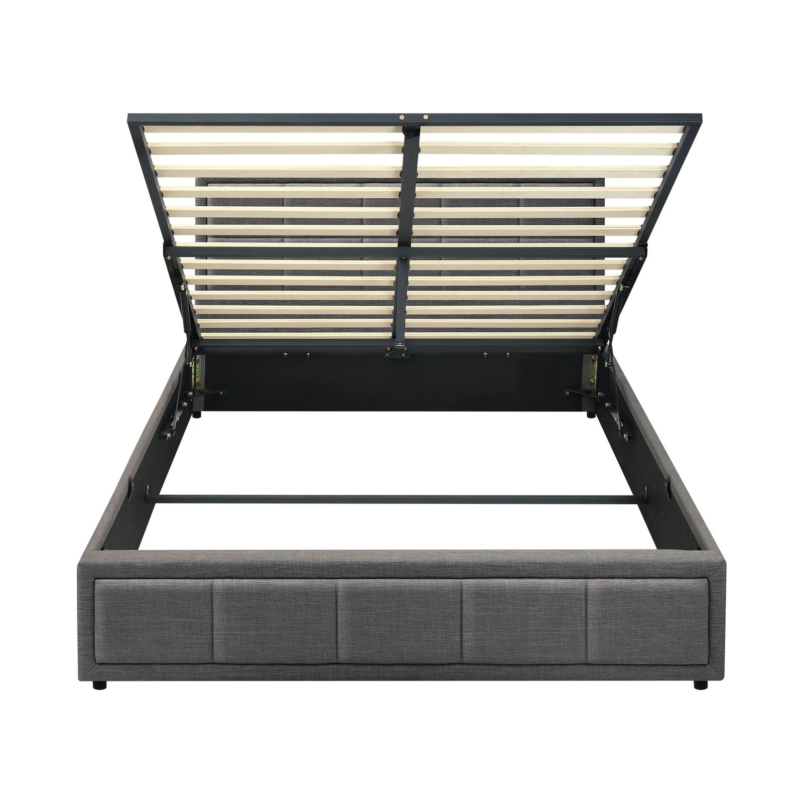 8 Oikiture Queen Bed Frame Gas Lift Storage Base
 - Grey, 8 of 10