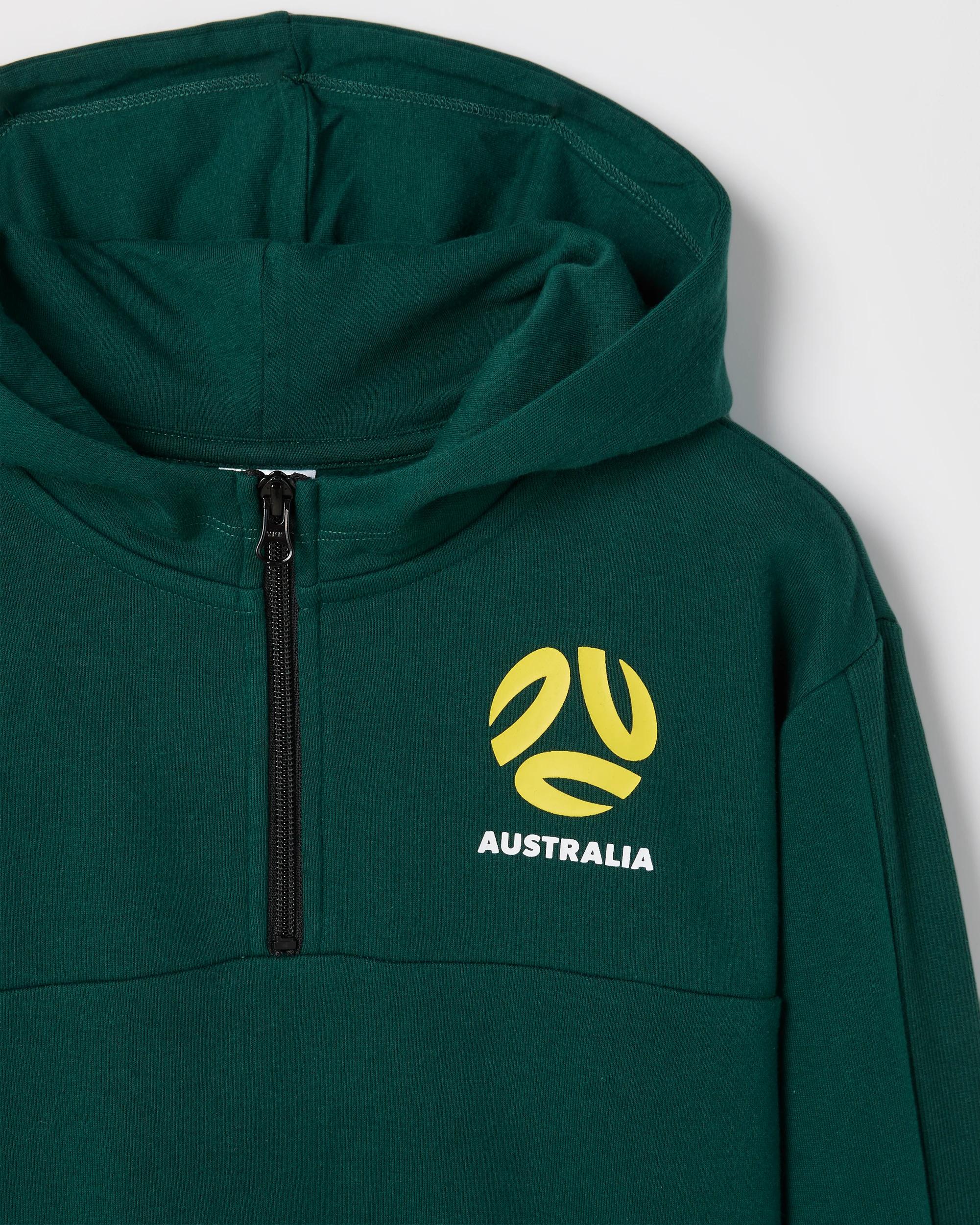 2 Socceroos World Cup Australian Cotton Blend Popover Hooded Jumper GREEN, 2 of 3