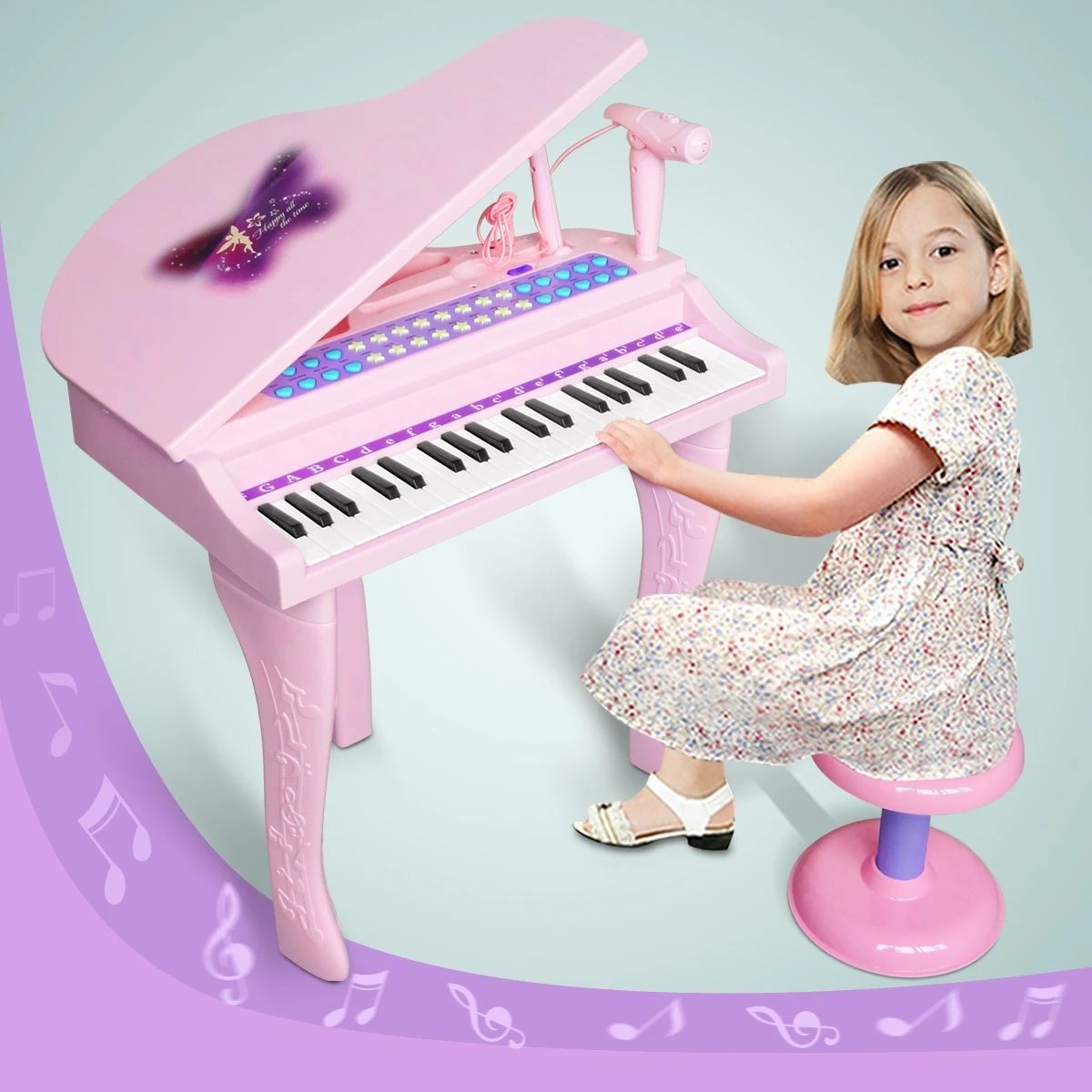 10 AUSWAY Deluxe musical Electronic Organ For Kids  Pink, 10 of 10
