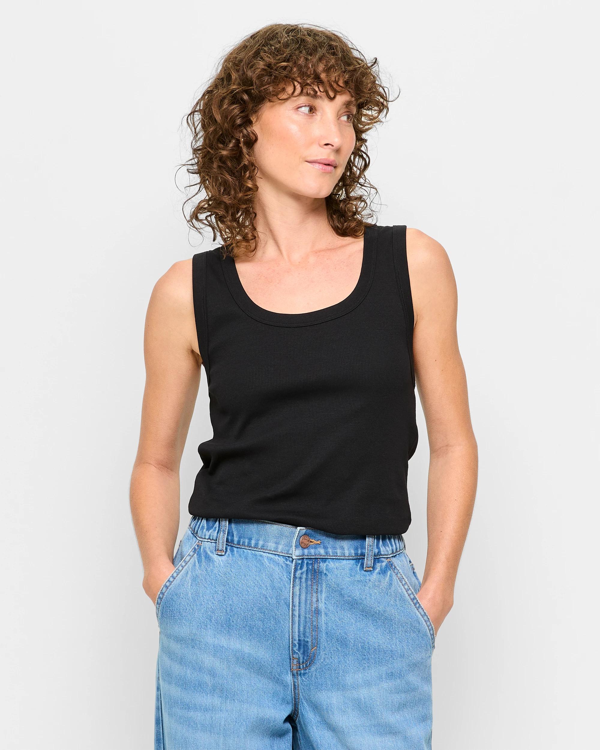 1 Target Australian Cotton Rib Tank Top BLACK, 1 of 5