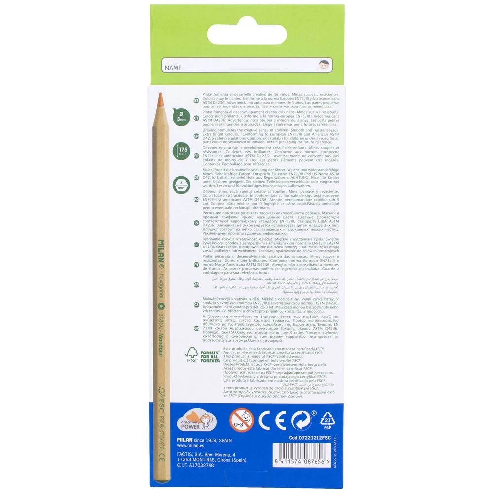 7 Milan FSC Hexagonal Coloured Pencils 12 Pack, 7 of 8