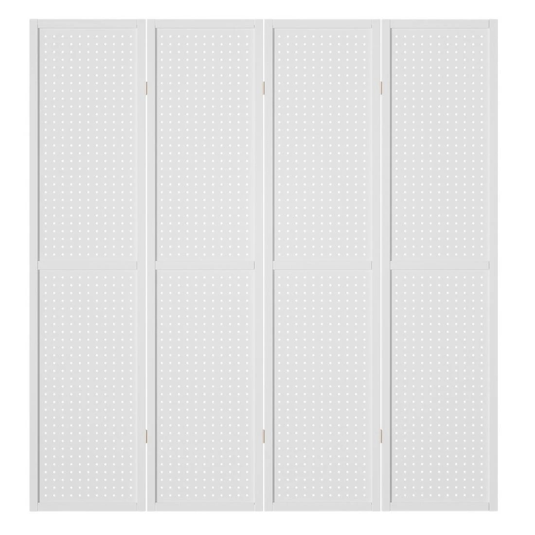 4 Artiss 4 Panel Room Divider Screen 164x170cm Pegboard - White, 4 of 7