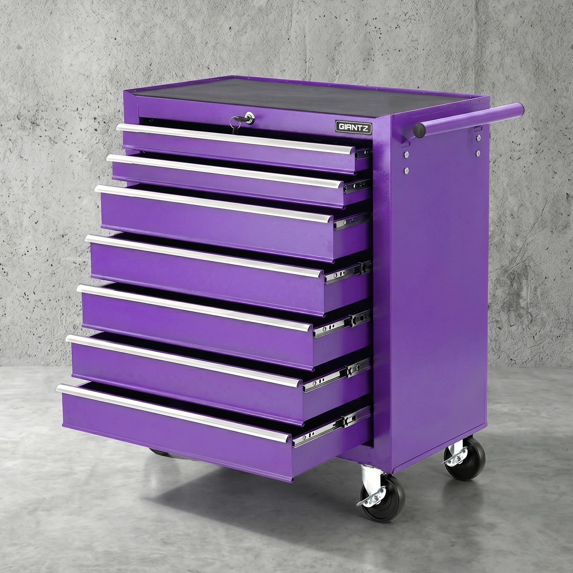 2 Giantz 7-Drawer Tool Chest Trolley Cabinet Toolbox Heavy Duty Garage Storage Organiser Purple - Purple, 2 of 8