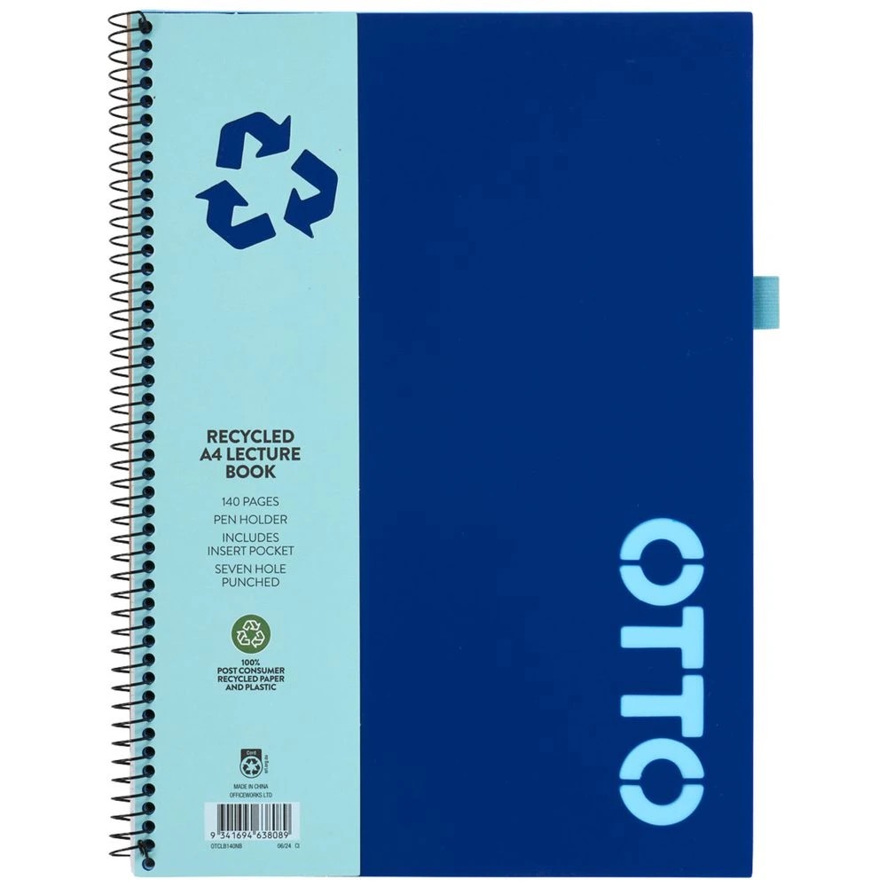 1 Otto A4 Recyled Lecture Book 140 Page Navy, 1 of 4