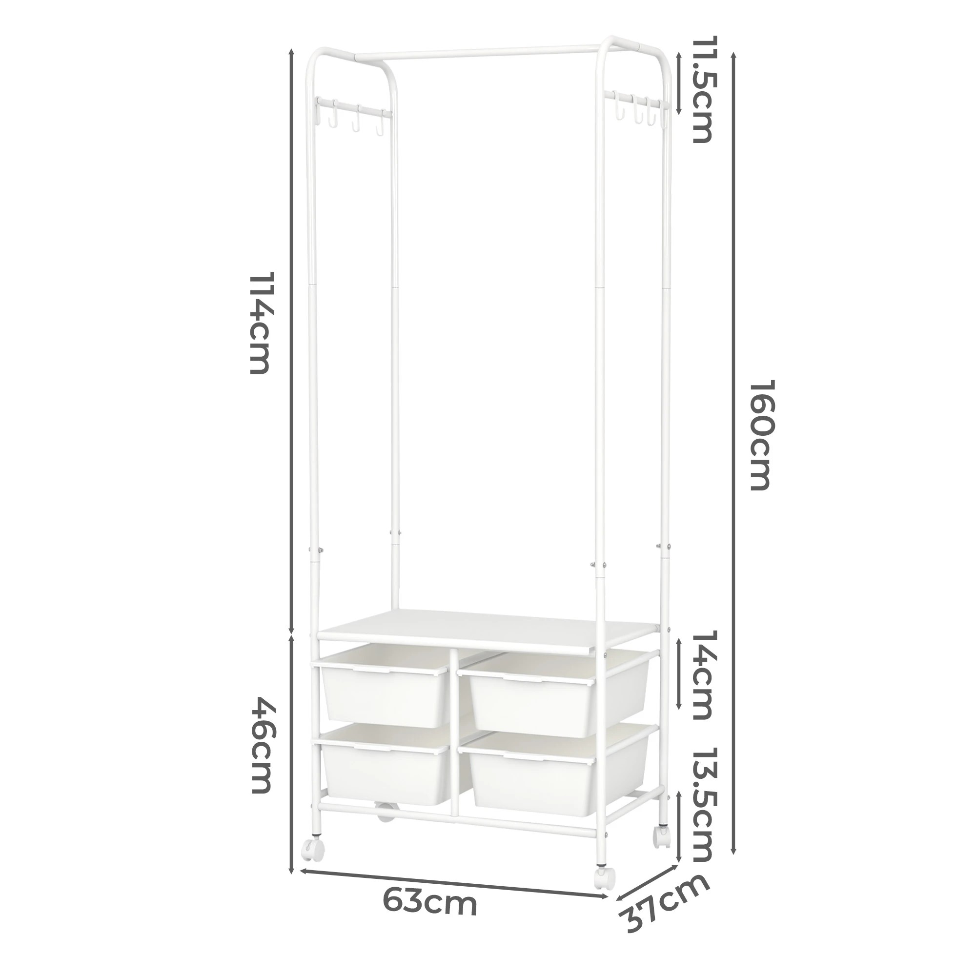 3 Levede Clothes Rack Stand Heavy Duty Steel Hanging Garment Organizer Coat 63cm, 3 of 9