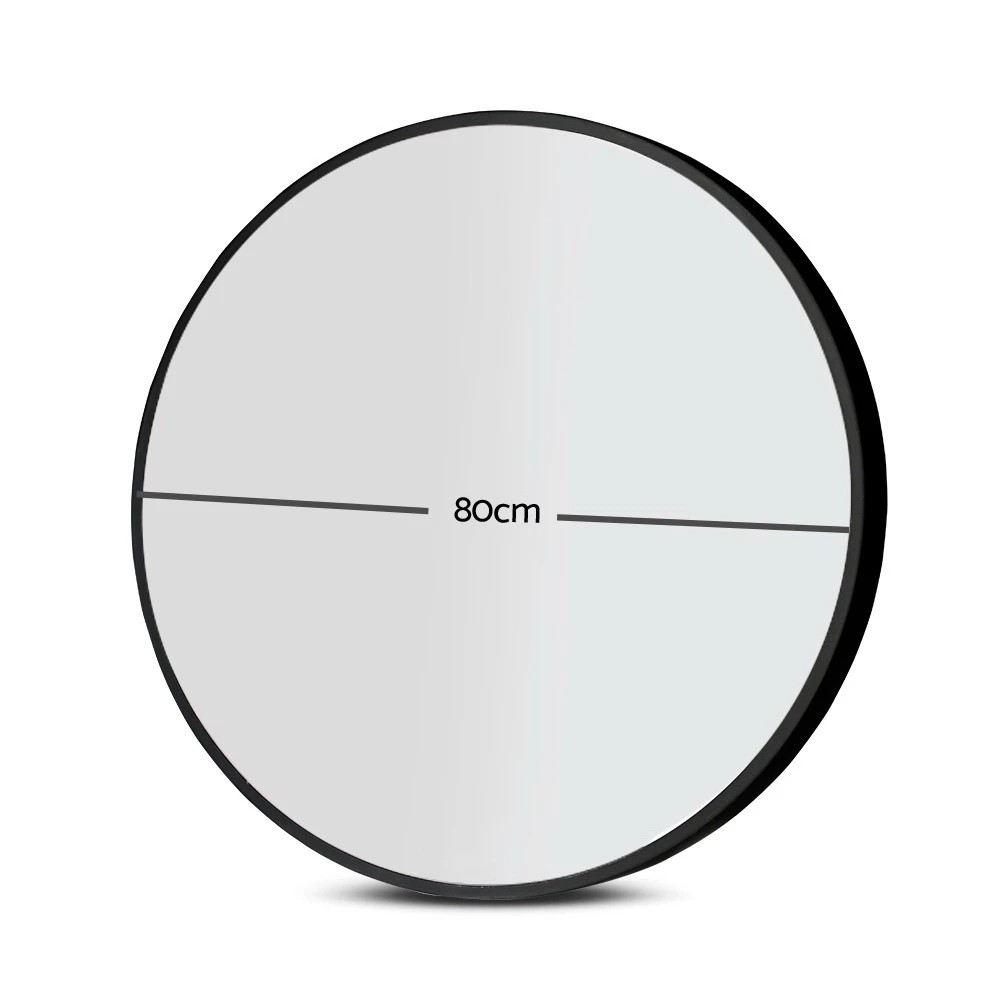 2 Embellir 2 Wall Mirror Makeup 80cm Home Decor Framed Mirrors Bathroom Round - Black, 2 of 6