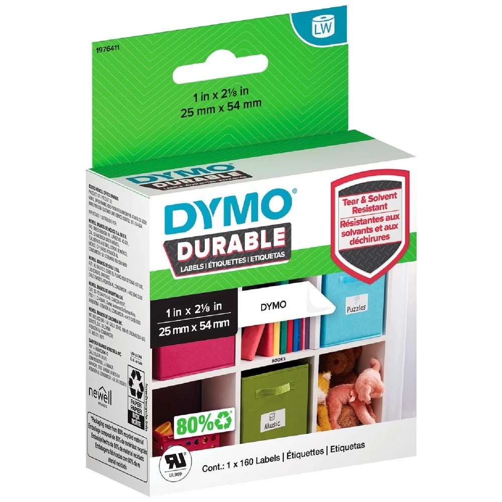 1 DYMO LW Durable Labels 25 x 54mm White Poly 160 Pack, 1 of 1