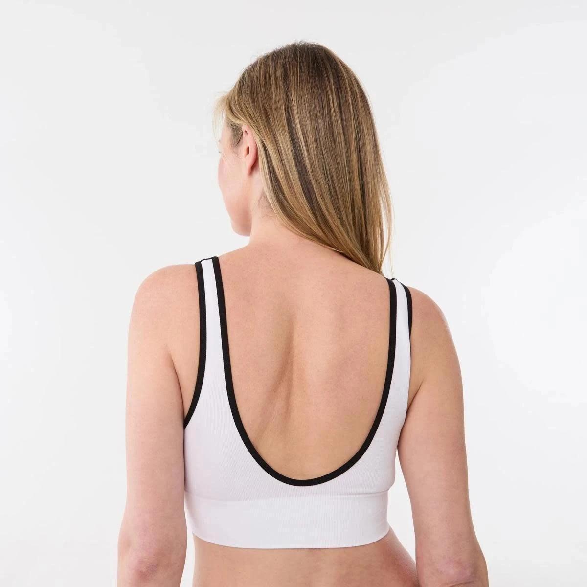 7 2 Pack Wirefree Seamfree Trim Crop Top WHITE, BLACK, 7 of 9