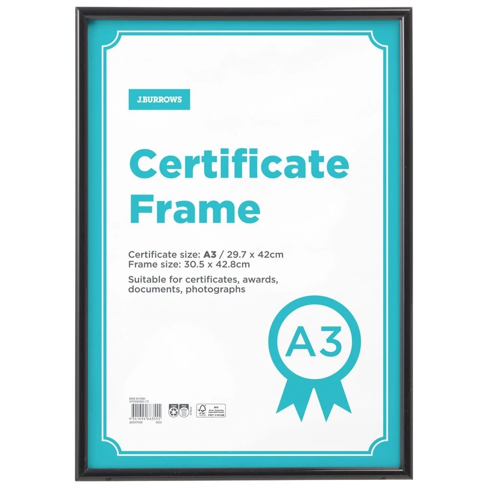 3 A3 Certificate Frame Black, 3 of 4