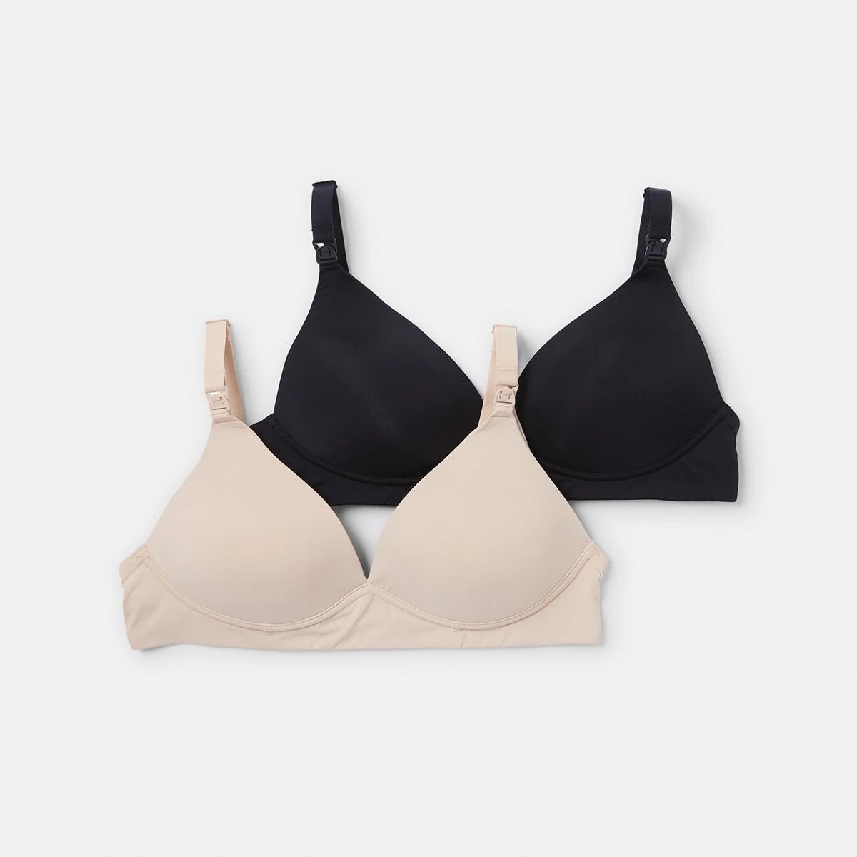 1 2 Pack Maternity Wirefree T-shirt Bra BLACK, SOFT SAND BEIGE, 1 of 8