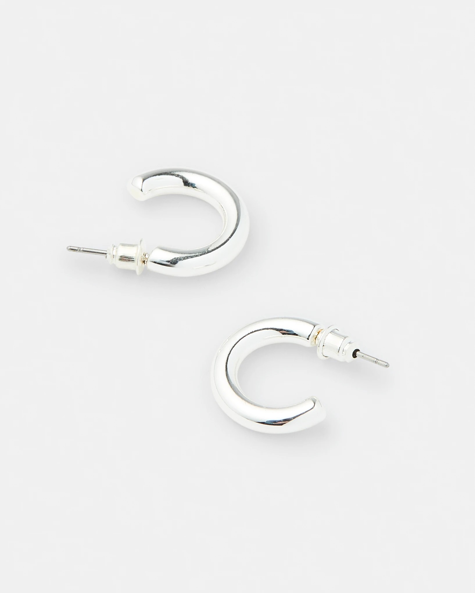 3 Plain Hoop Earrings - Silver Tone, 3 of 5