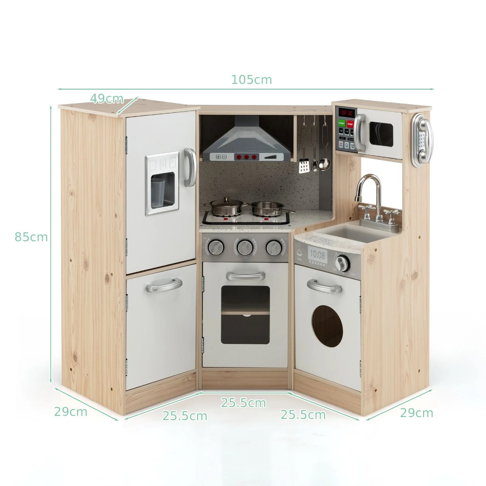 3 Costway Corner Kitchen Playset Pretend Cooking Toy w/Accessories, 3 of 3