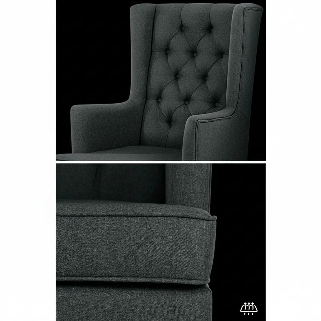 6 Artiss Rocking Chair Armchair Linen Fabric Charcoal Gaia - Charcoal, 6 of 6