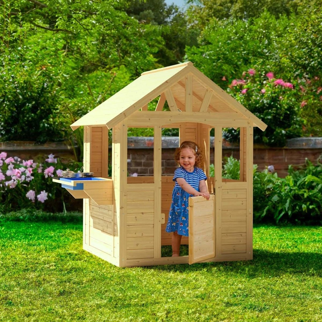1 Activo Let's Go Play: Wooden Cubby House with Kitchen, 1 of 5