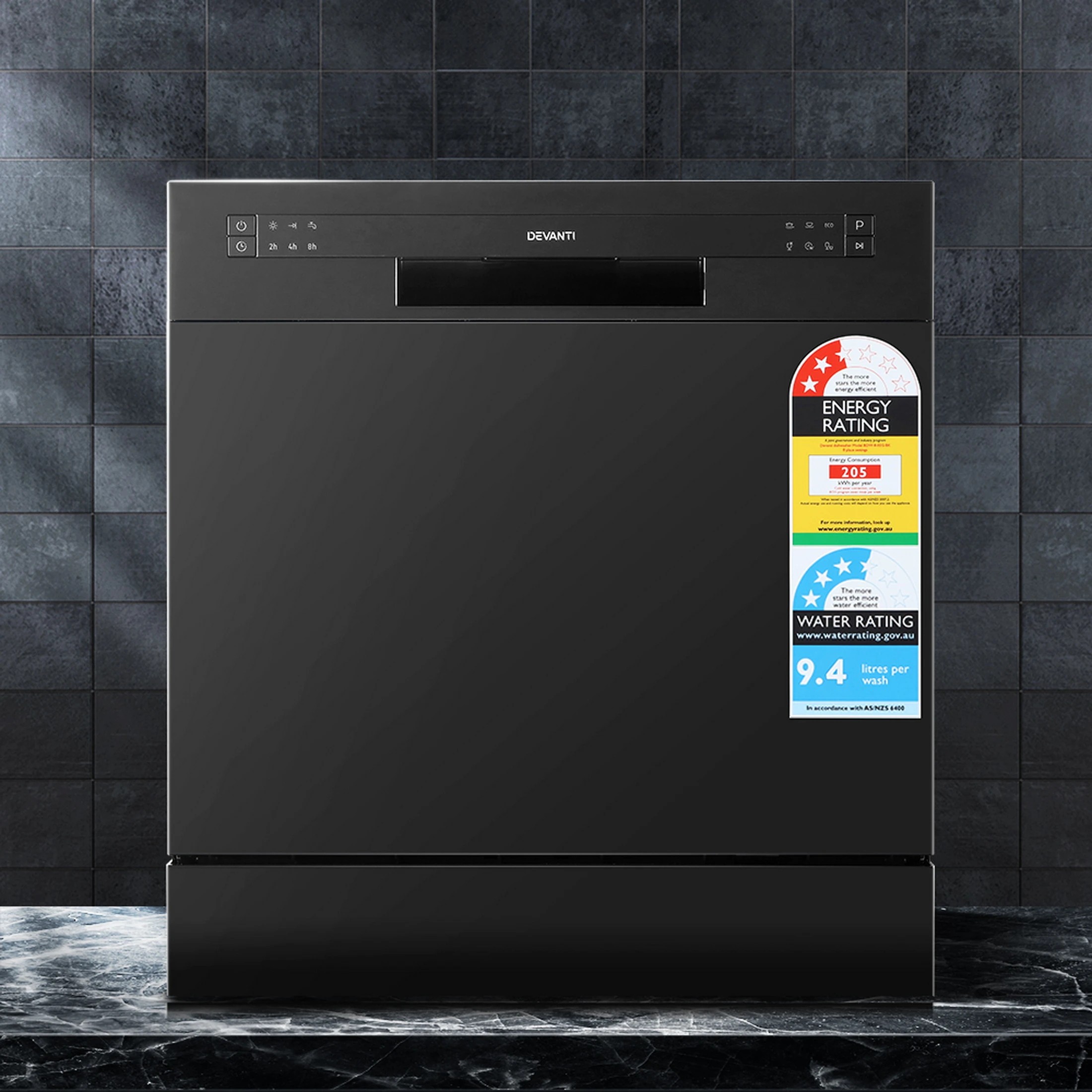 9 Devanti 8 Place Settings Benchtop Dishwasher - Black, 9 of 9