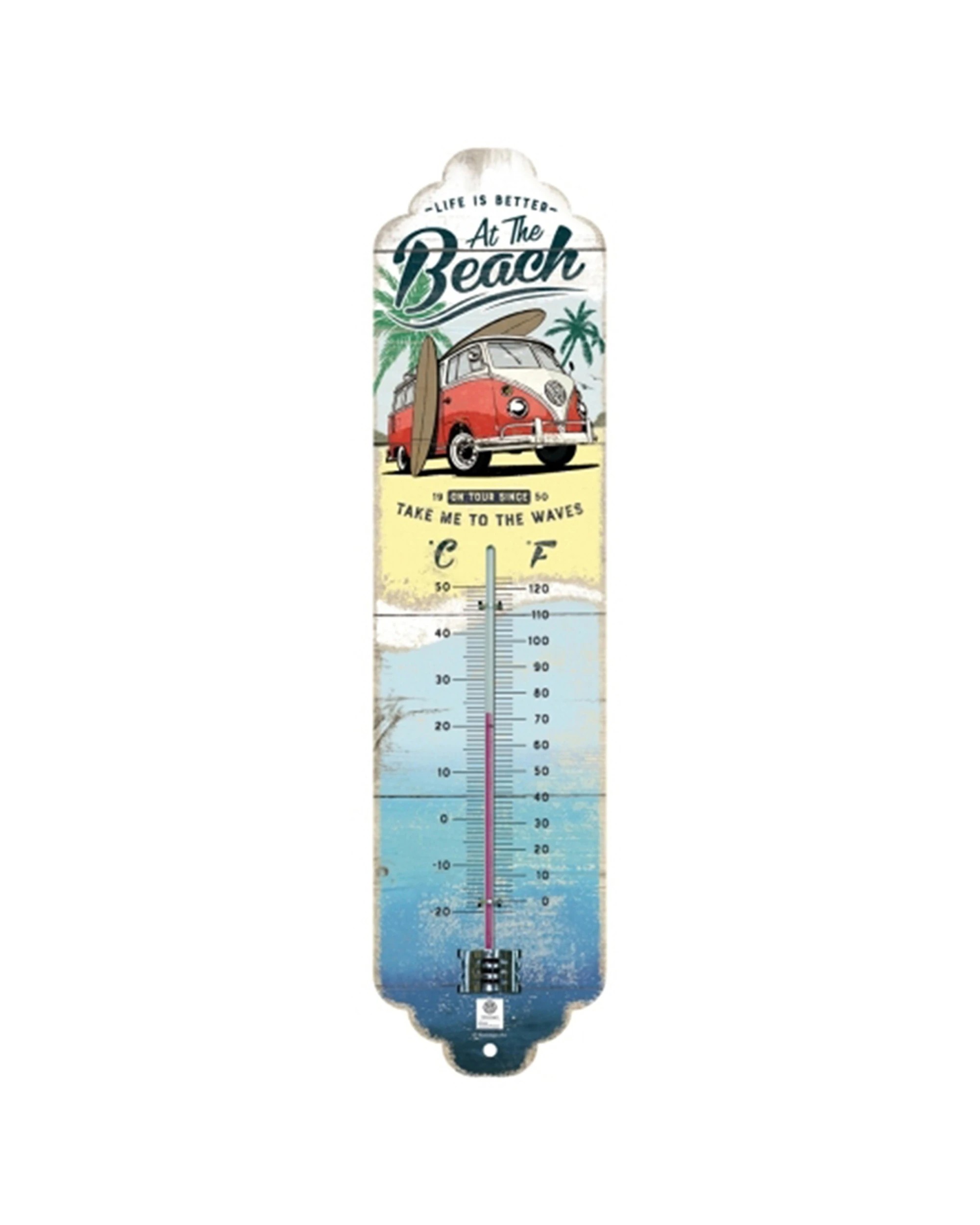 1 Nostalgic-Art Thermometer VW Bulli Beach Metal Wall Gauge - Multi, 1 of 1