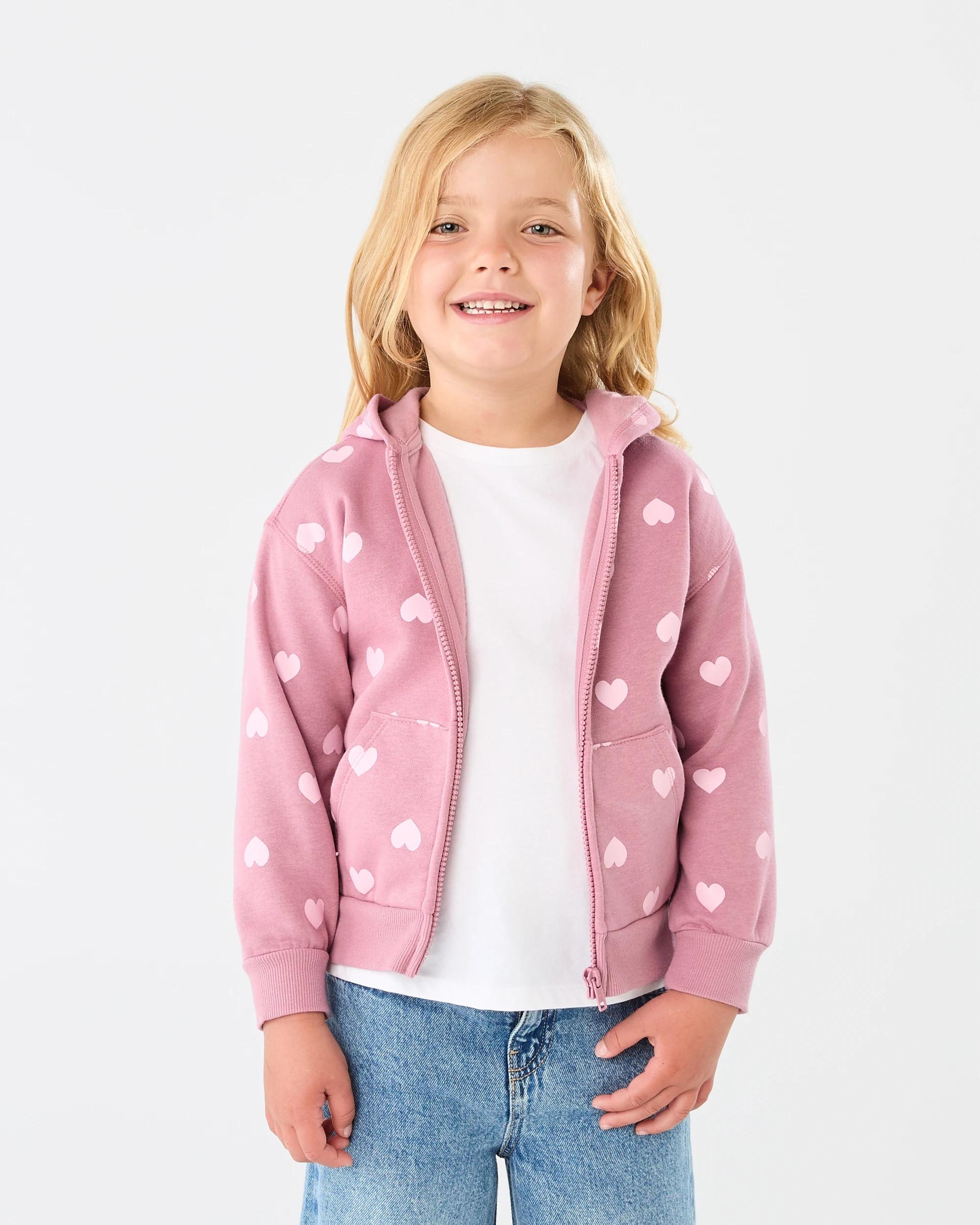 1 Zip Through Hoodie Pink Heart, 1 of 8