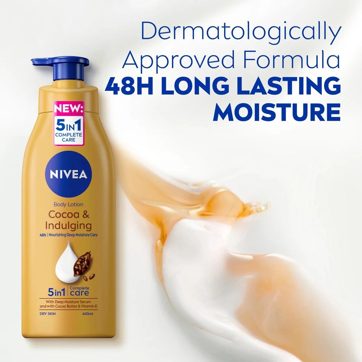 3 Nivea Cocoa & Indulging Body Lotion 400ml - Pure Hyaluron, Cocoa Butter & Deep Nourish Serum, 3 of 9