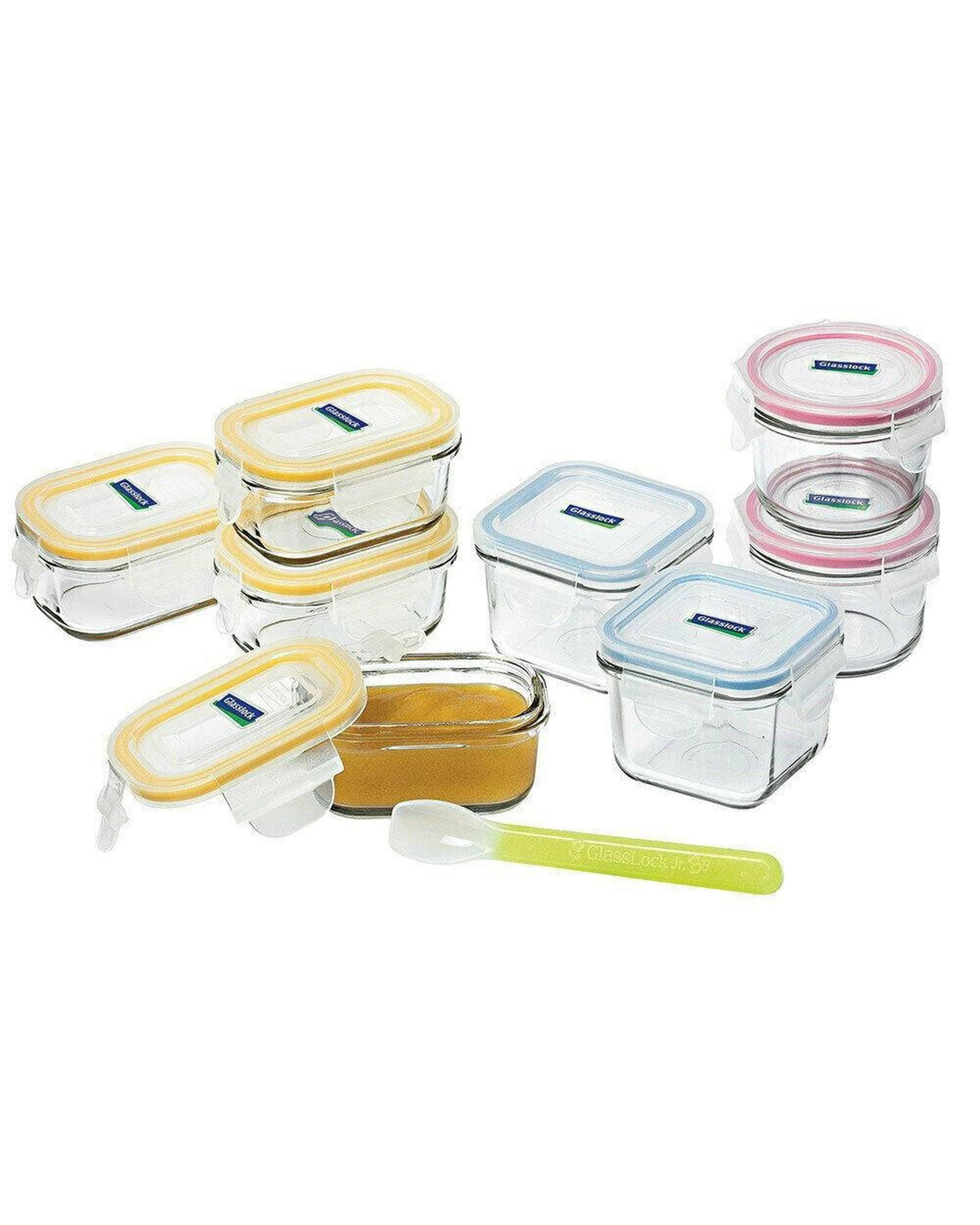 1 Glasslock Baby Food Glass Container 9pc Set W Lid  Silicon Spoon, 1 of 1