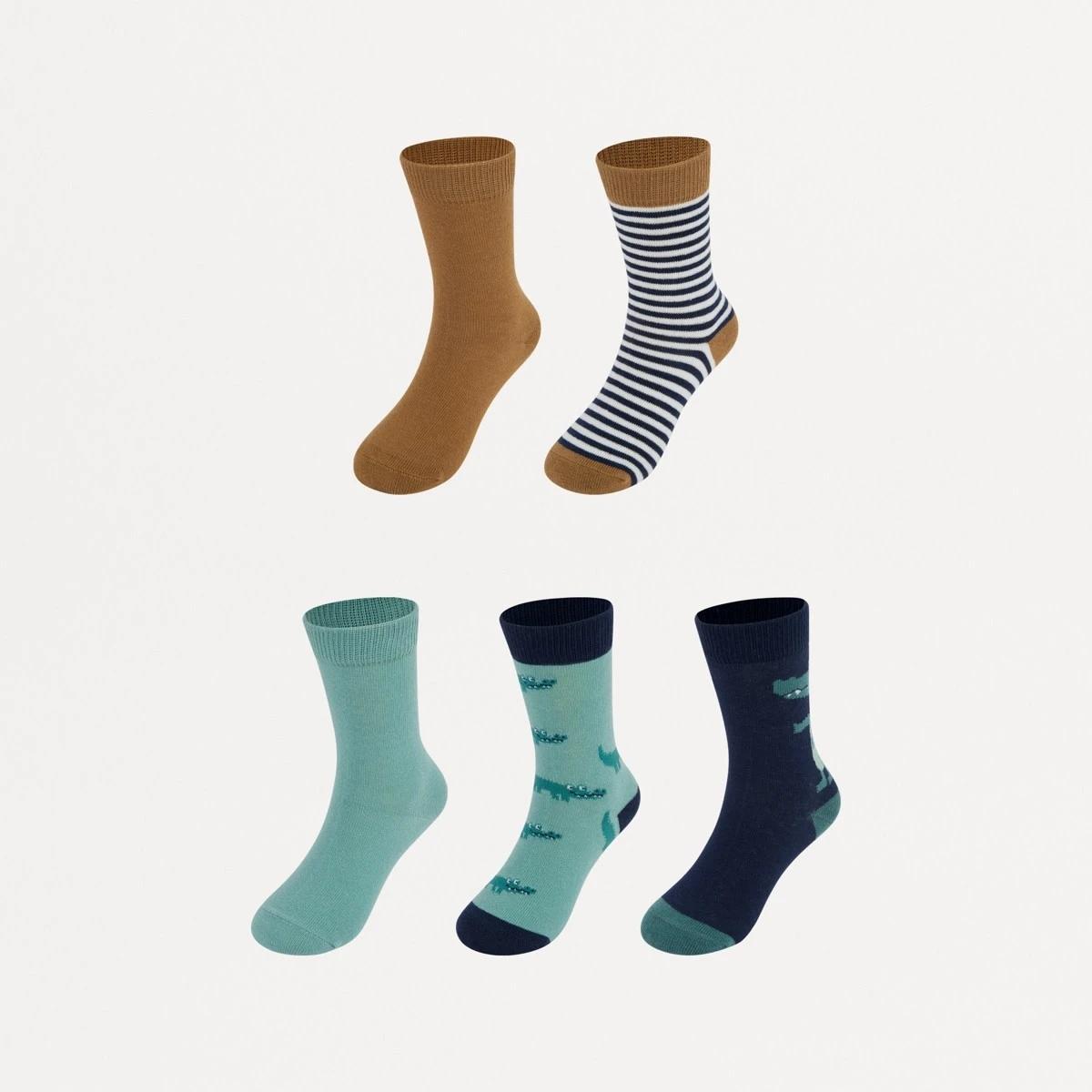 1 5 Pack Crew Socks Blu Croc, 1 of 3
