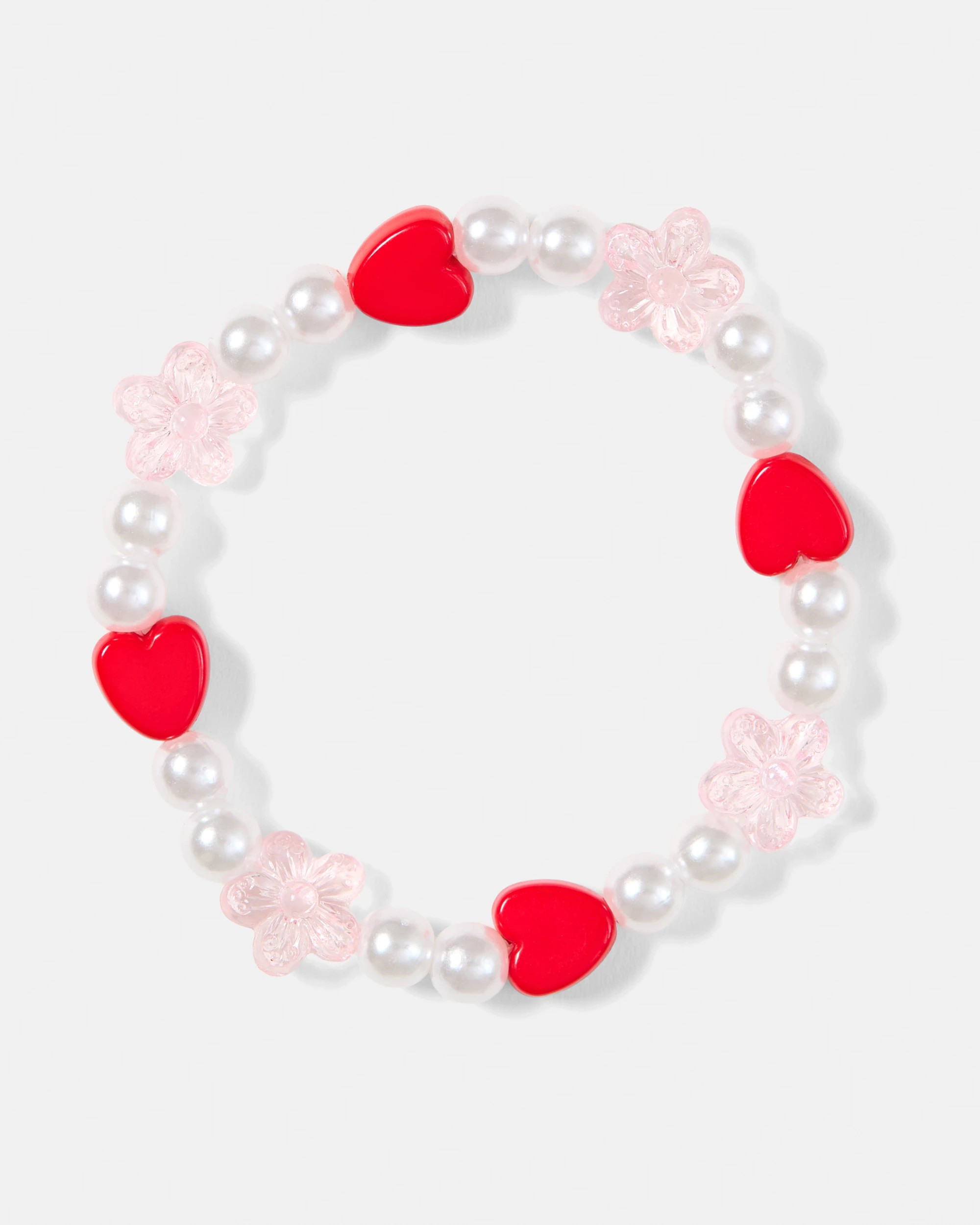 4 3 Pack Heart Charm Bracelets - Pink, Red, White and Gold Tone, 4 of 5