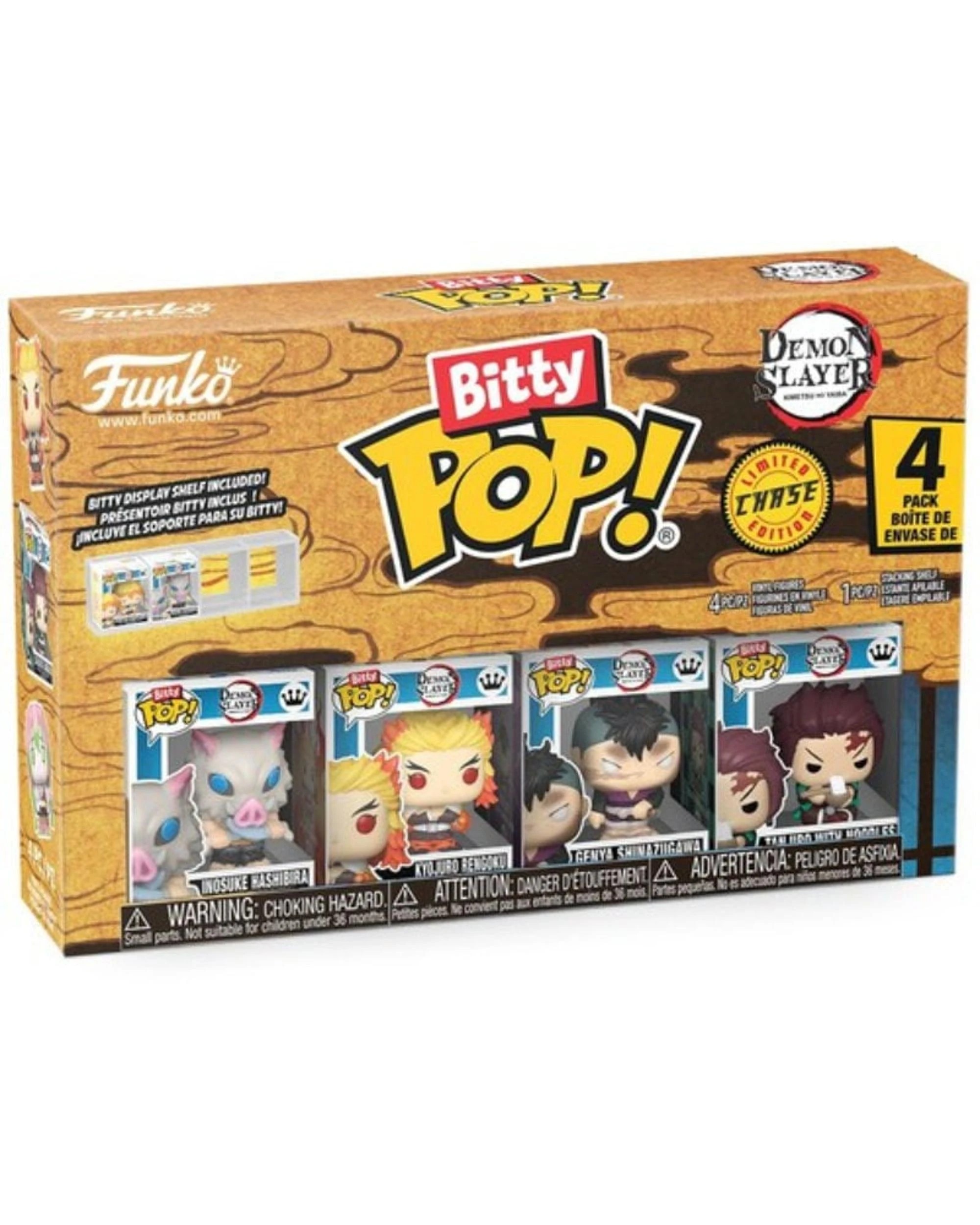 2 Demon Slayer Inosuke Hashibira, Kyojuro Rengoku, Genya Shinazugawa and Mystery Funko Bitty POP! Vinyl 4 Pack, 2 of 7