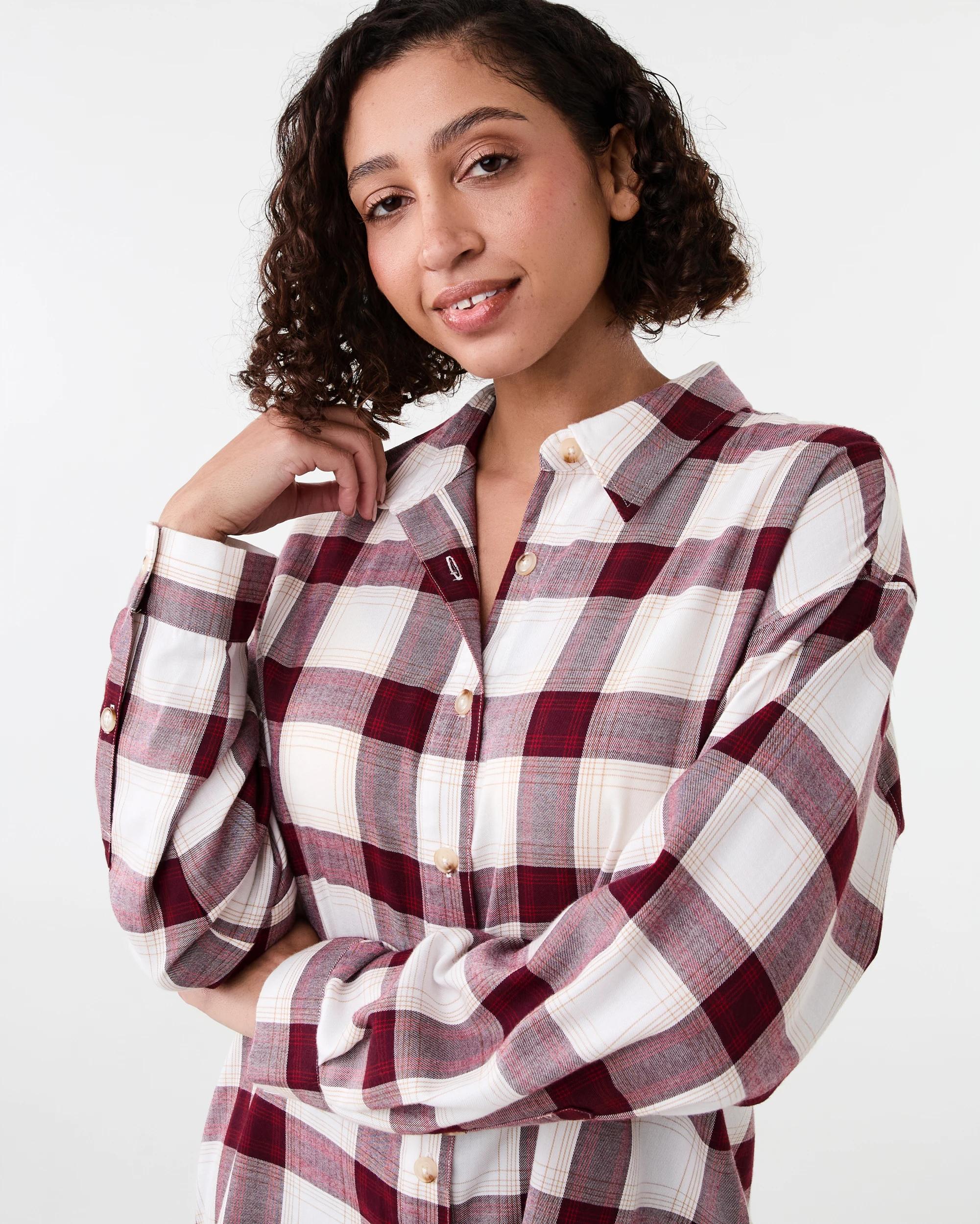 4 Long Sleeve Brushed Check Shirt Check Port, 4 of 7