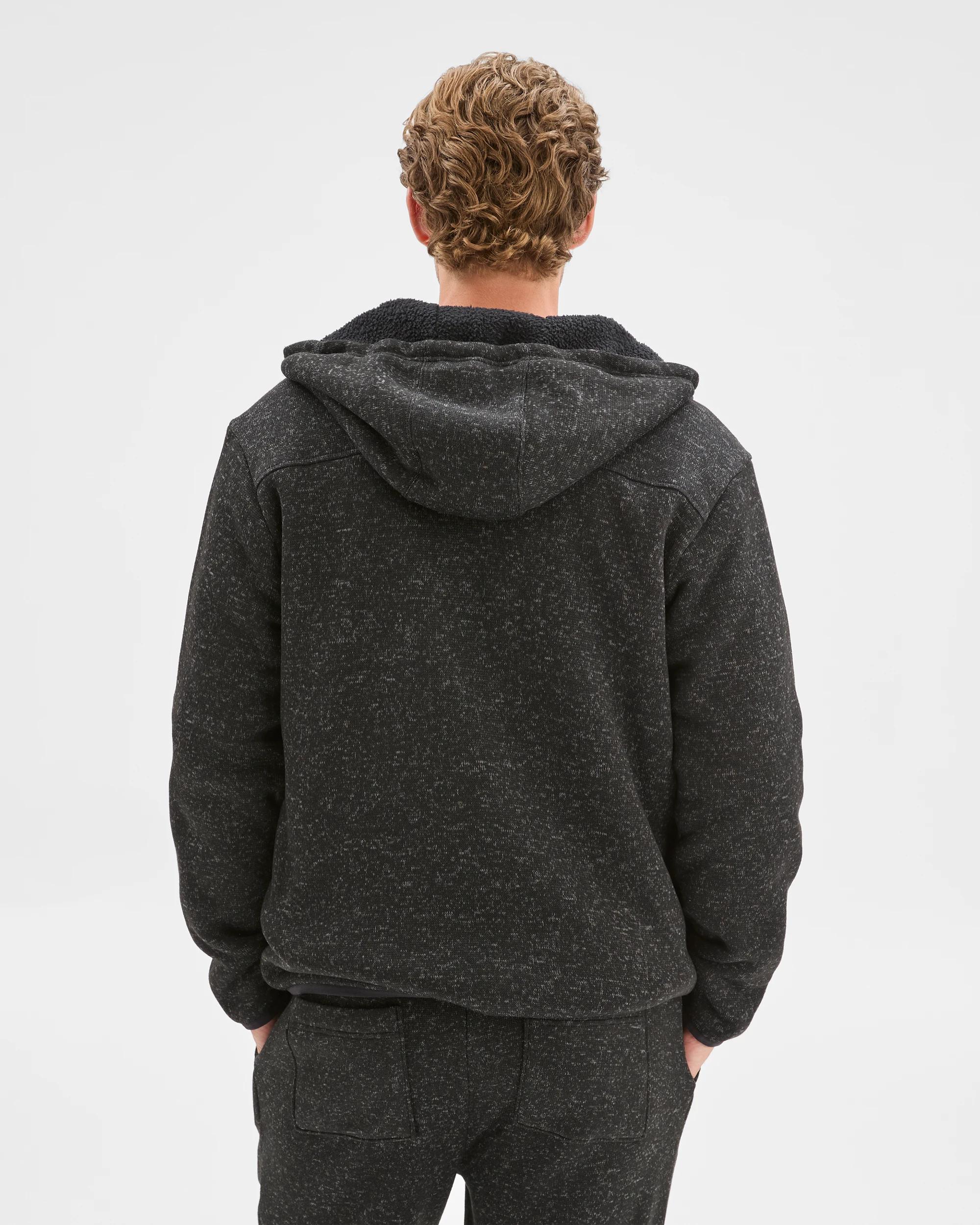 8 Target Man Teddy Lined Zip Through Fleece Hoodie BLACK MARLE, 8 of 8