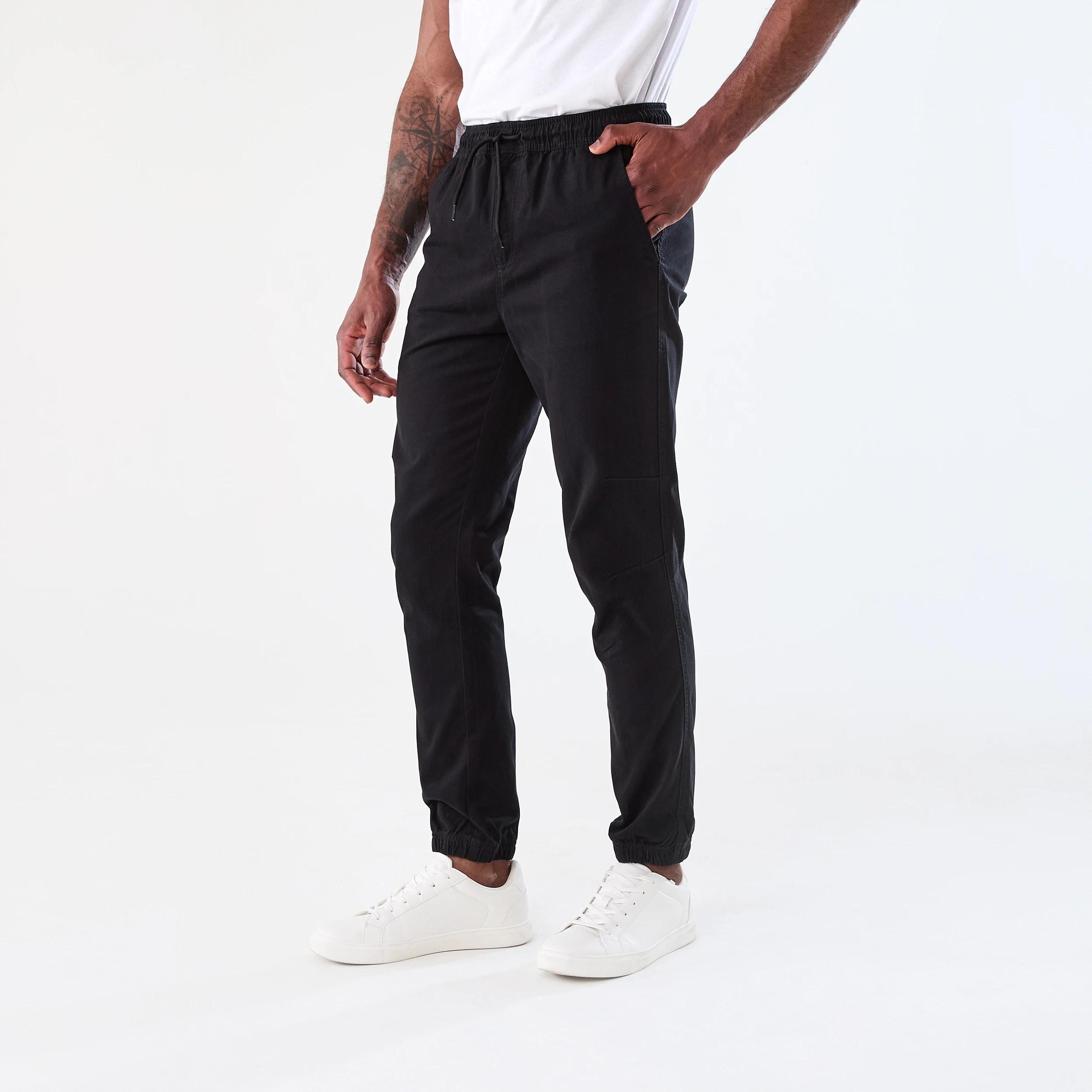 2 Elastic Waist Cuffed Joggers Black, 2 of 7