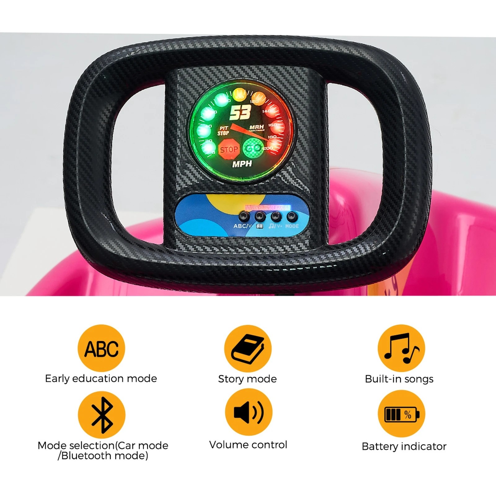 5 Mazam Kids Ride On Car Electric Kart Bluetooth Light Music Remote Control
 - Pink, 5 of 10