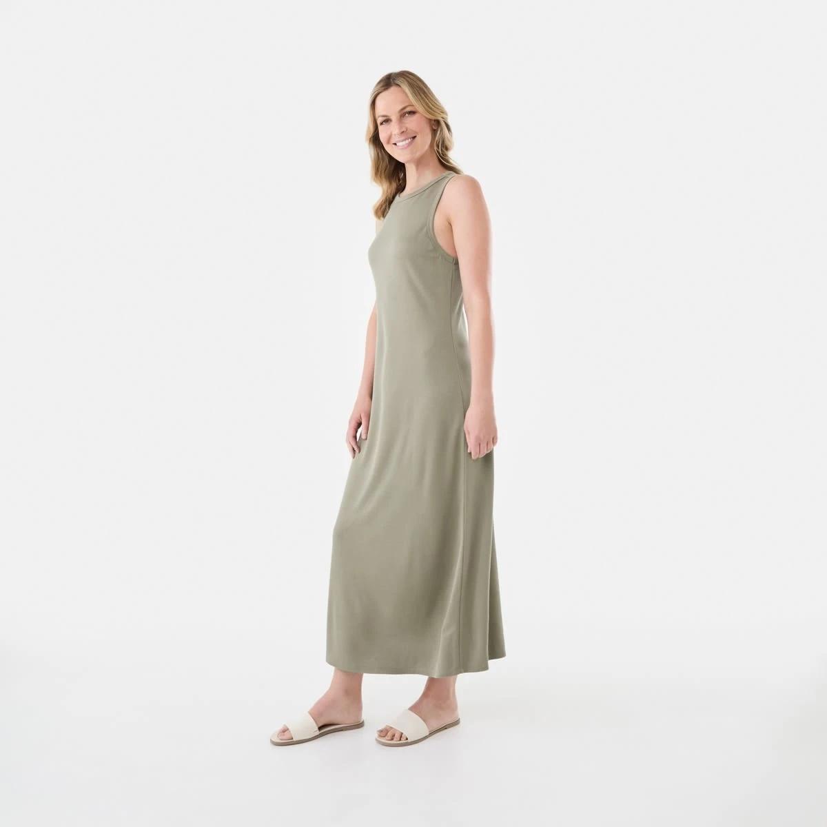 2 Sleeveless Racer A-Line Midi Dress Pave Grey, 2 of 5
