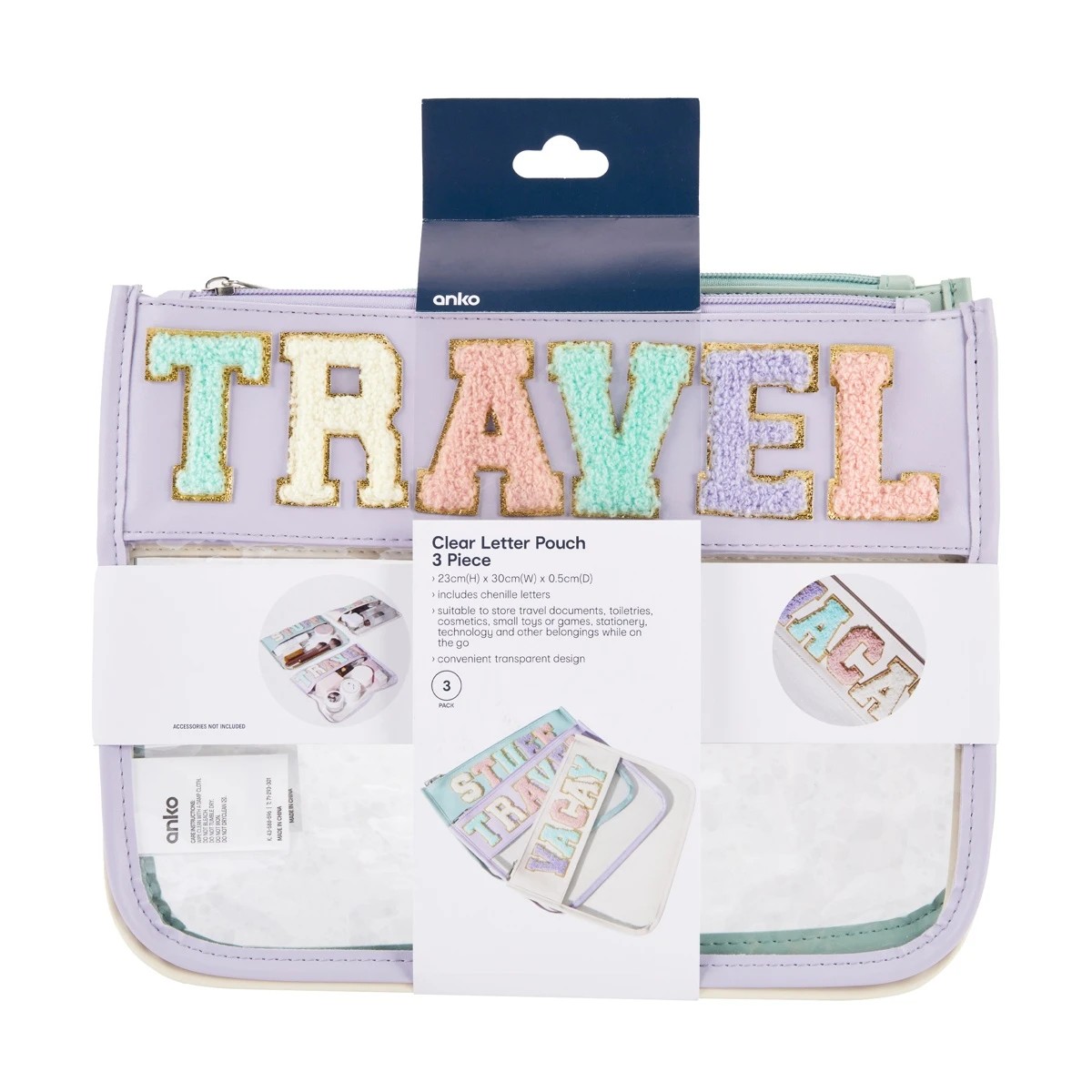 6 3 Piece Letter Pouch - Clear, 6 of 6