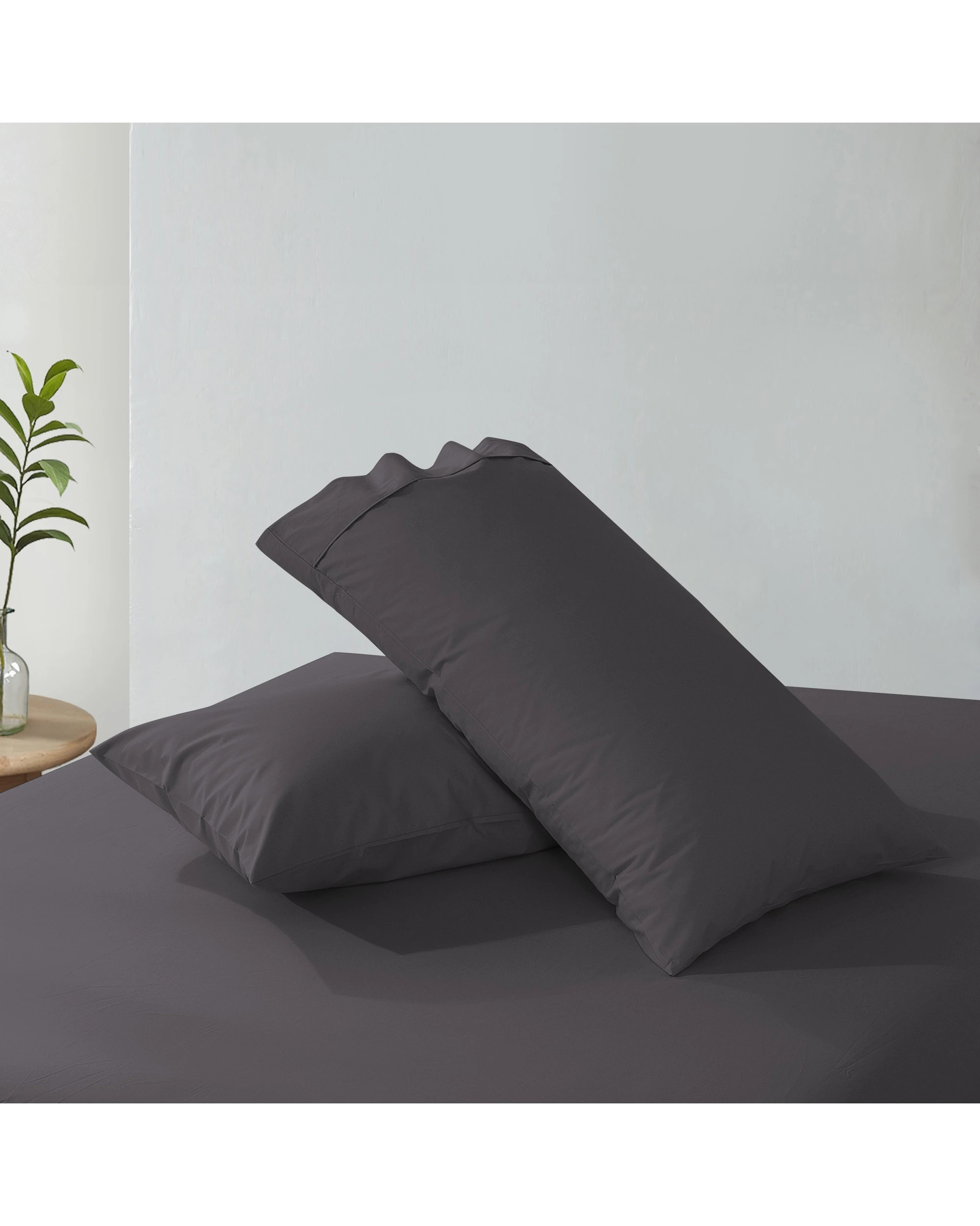 6 Dreamaker 300TC Cotton Percale King Pillowcase Twin Pack - Charcoal, 6 of 7