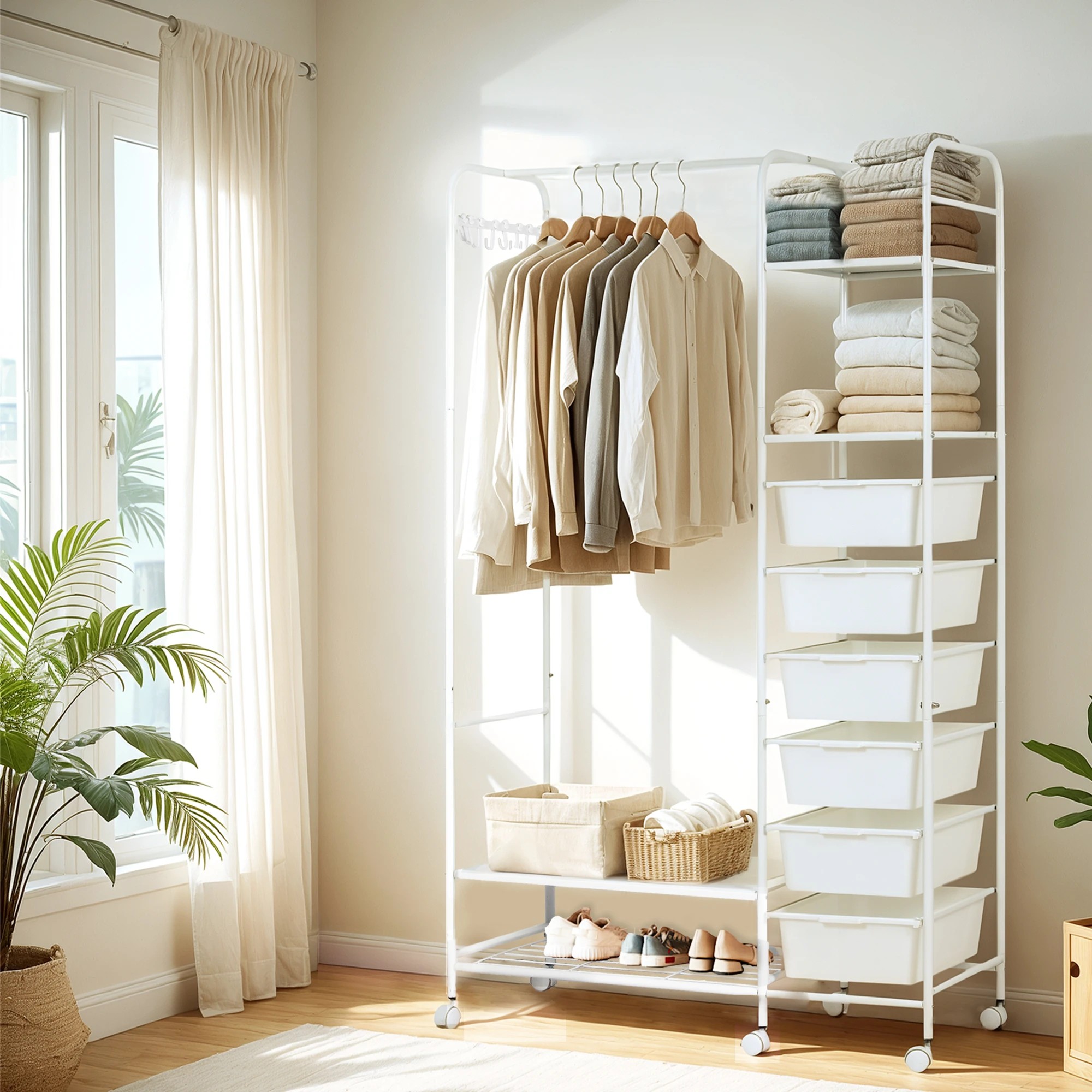 7 Levede Heavy Duty Metal Clothes Rail Rack Garment Stand Steel Open Wardrobe 94cm, 7 of 9