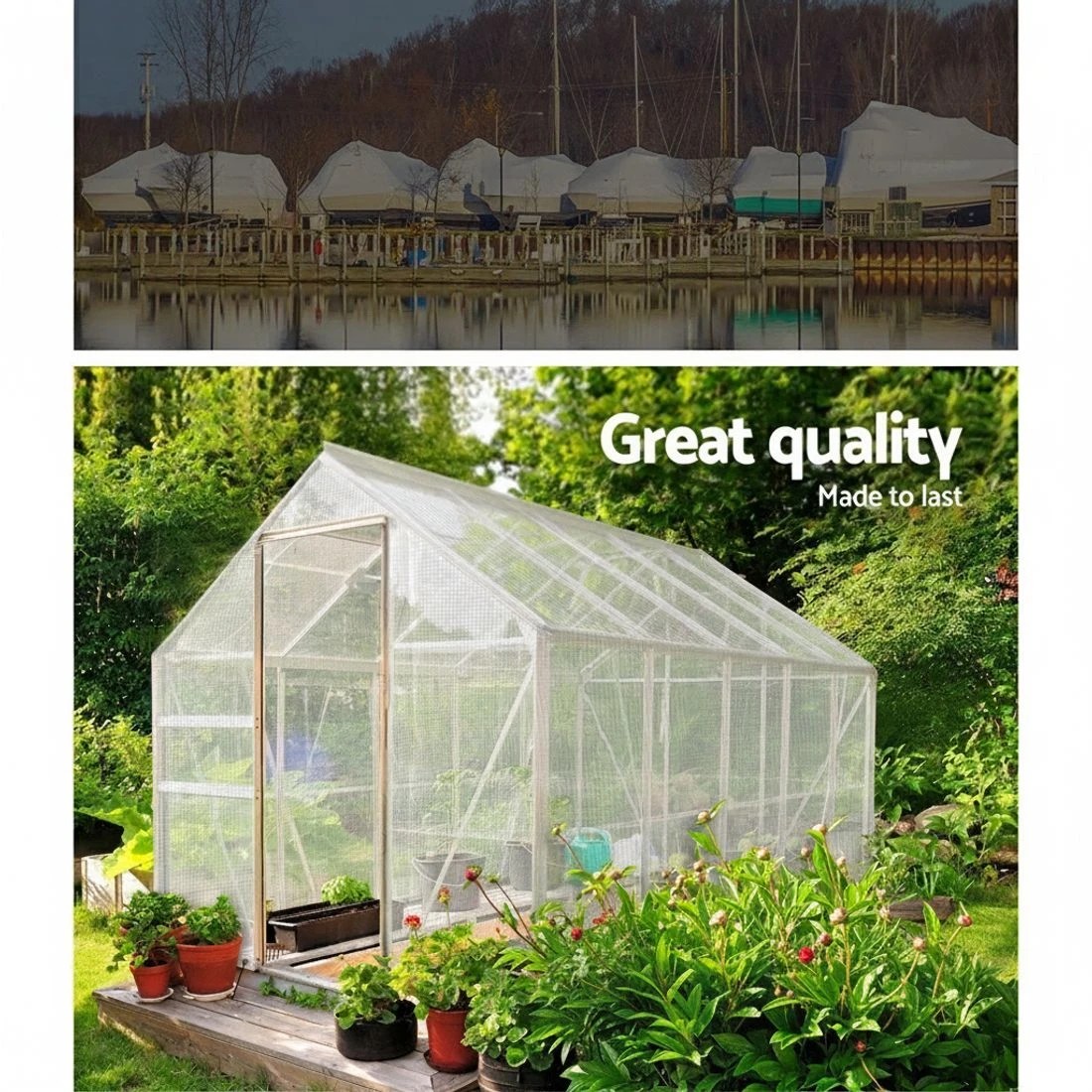 2 Instahut Tarp Tarpaulin 9x12m Canvas Heavy Duty Camping Cover - Clear, 2 of 5