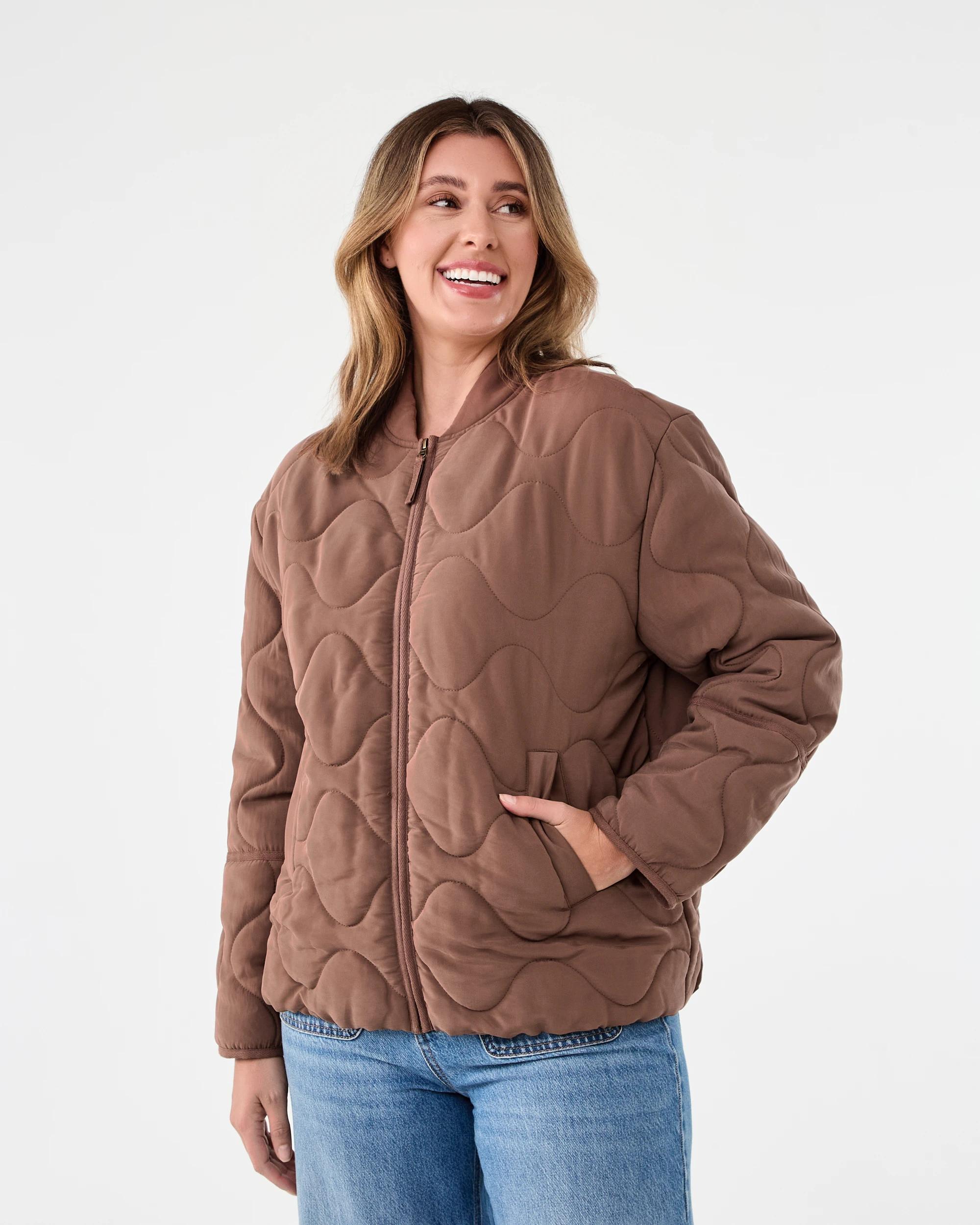 2 Quilted Bomber Jacket Brown, 2 of 8