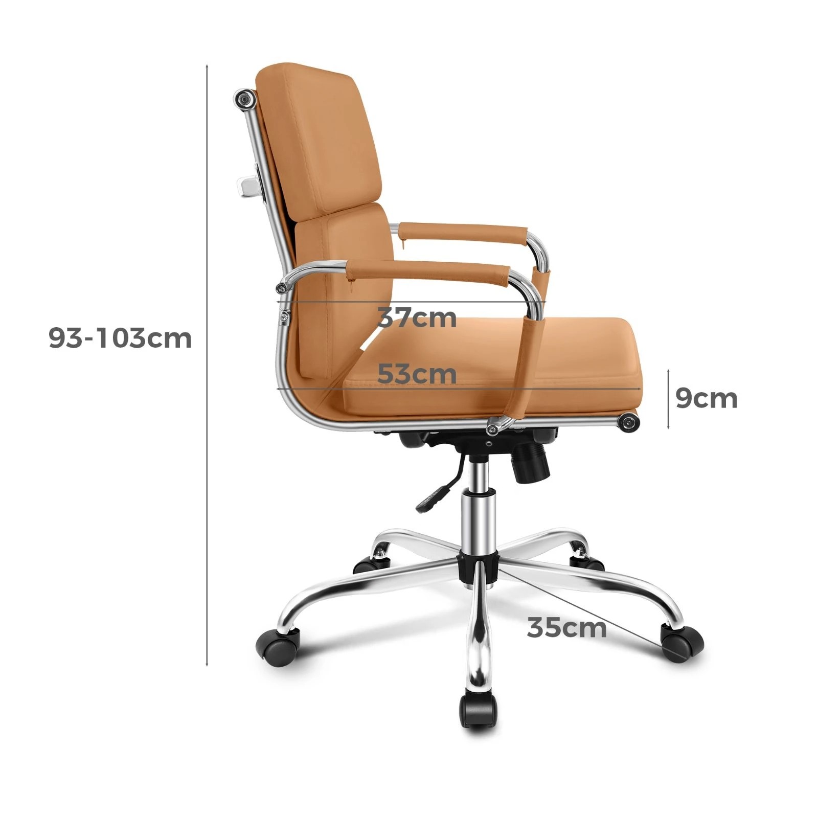 4 Alfordson Office Chair Ergonomic Paddings Executive Computer Seat Mid Back - Brown, 4 of 10