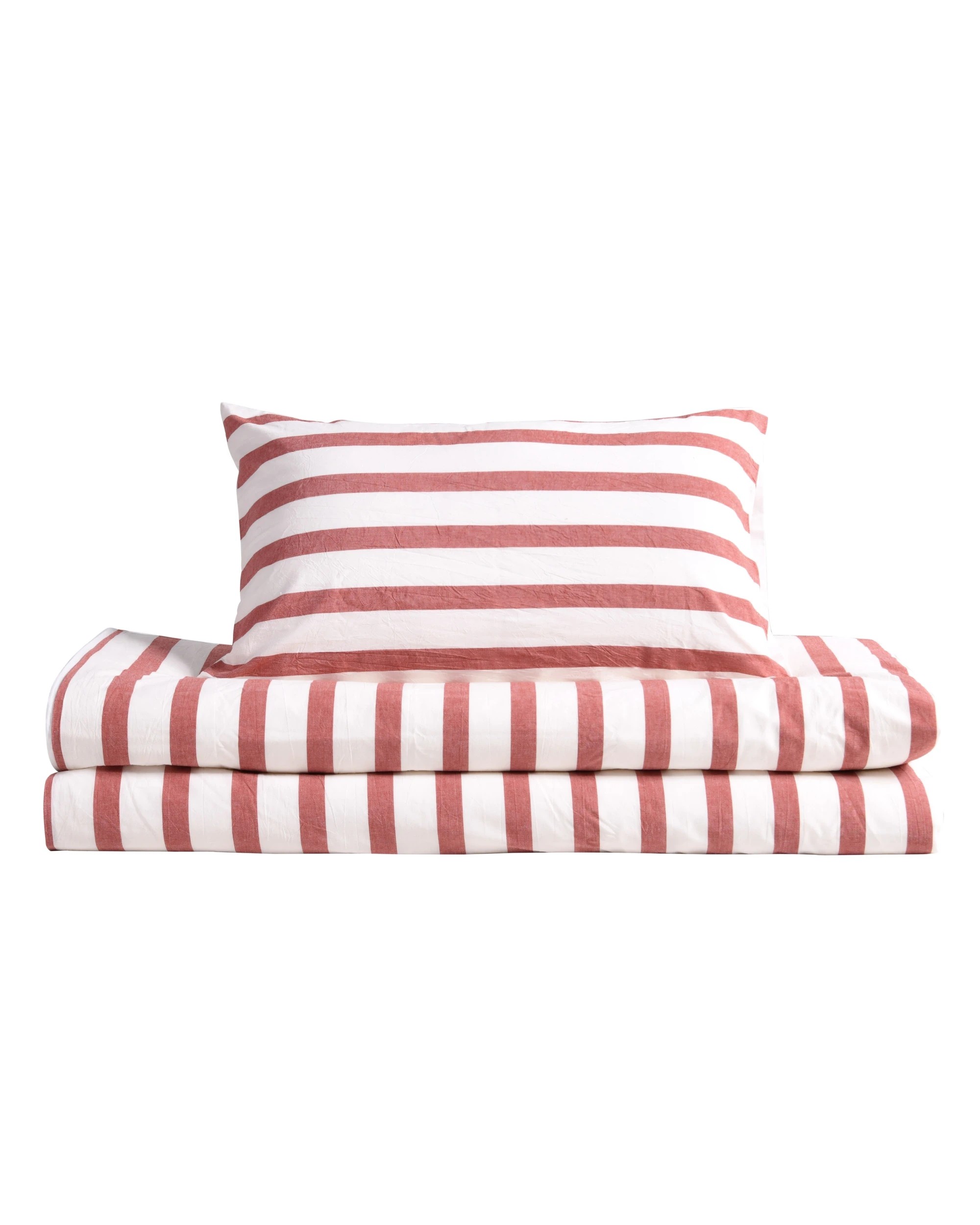6 Dreamaker Cove Yarn Dyed Washed Cotton Striped Quilt Cover Set - King Single Bed - Rust, 6 of 7