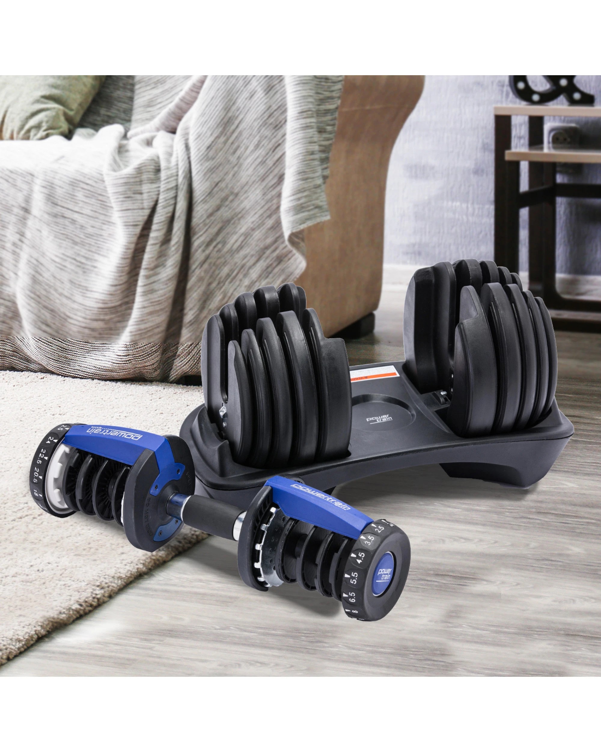 3 Powertrain Sports 1x Adjustable Home Gym Handle for 24kg Blue Dumbbell only - Silver, 3 of 3