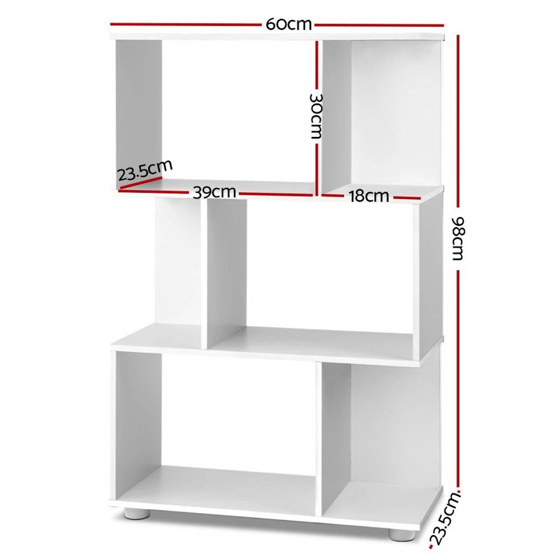 4 Artiss Bookshelf 3 Tiers - White, 4 of 8